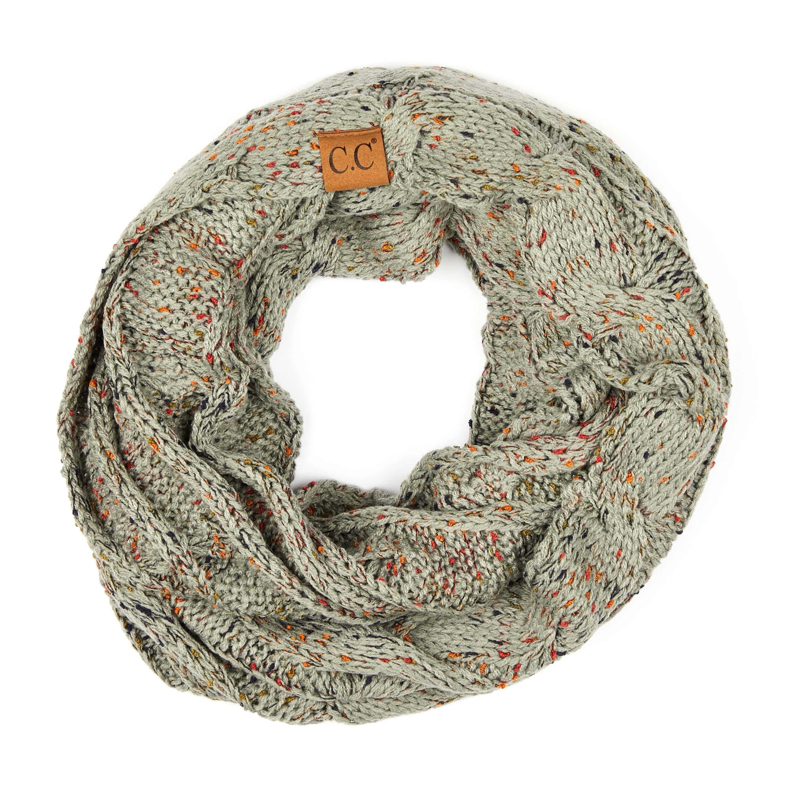 CC Confetti Scarf featuring a colorful homespun confetti pattern in an infinity style, perfect for adding flair to any outfit.