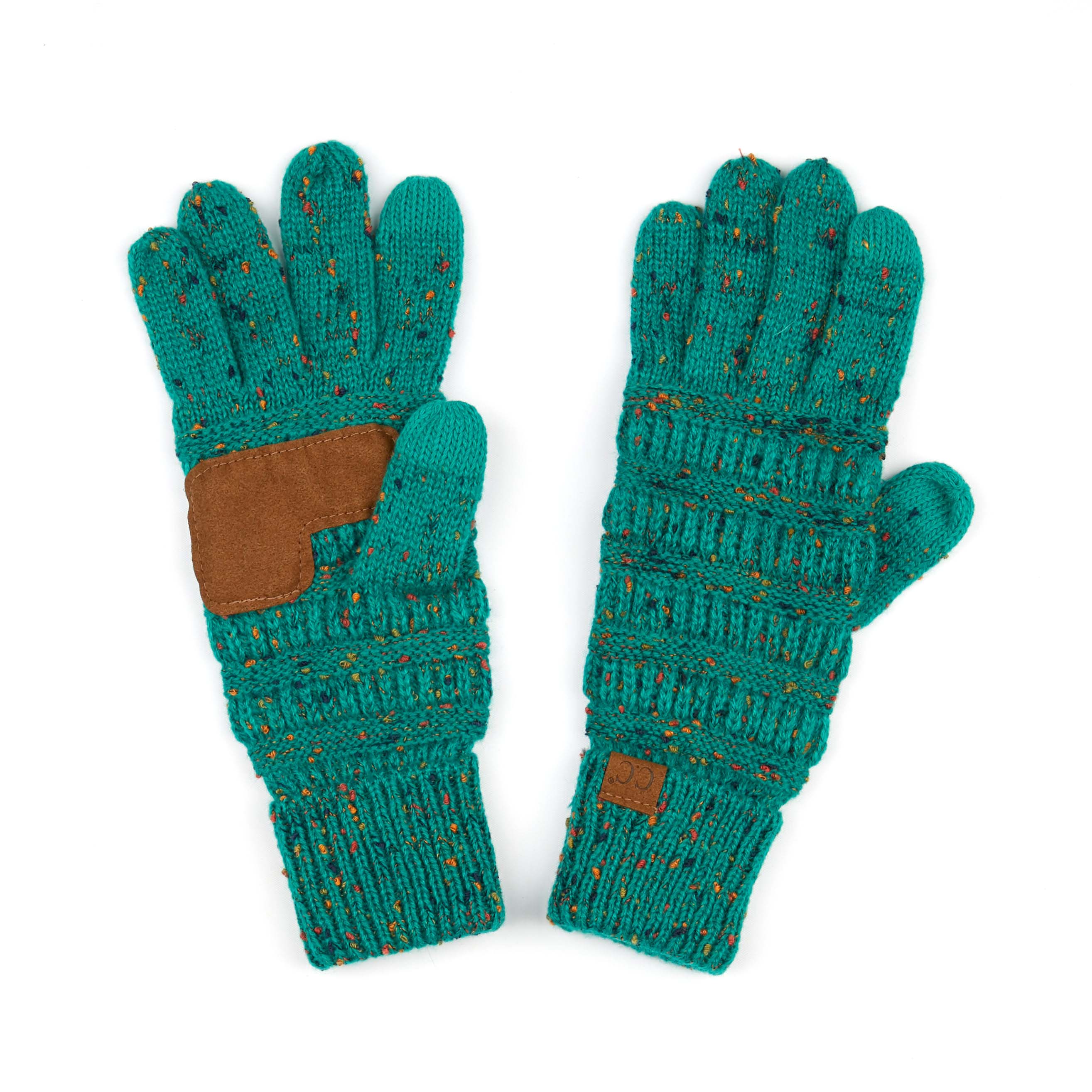 CC Cozy Confetti Tech Screen Touch Gloves in vibrant colors with cable knit design, perfect for touchscreen use.