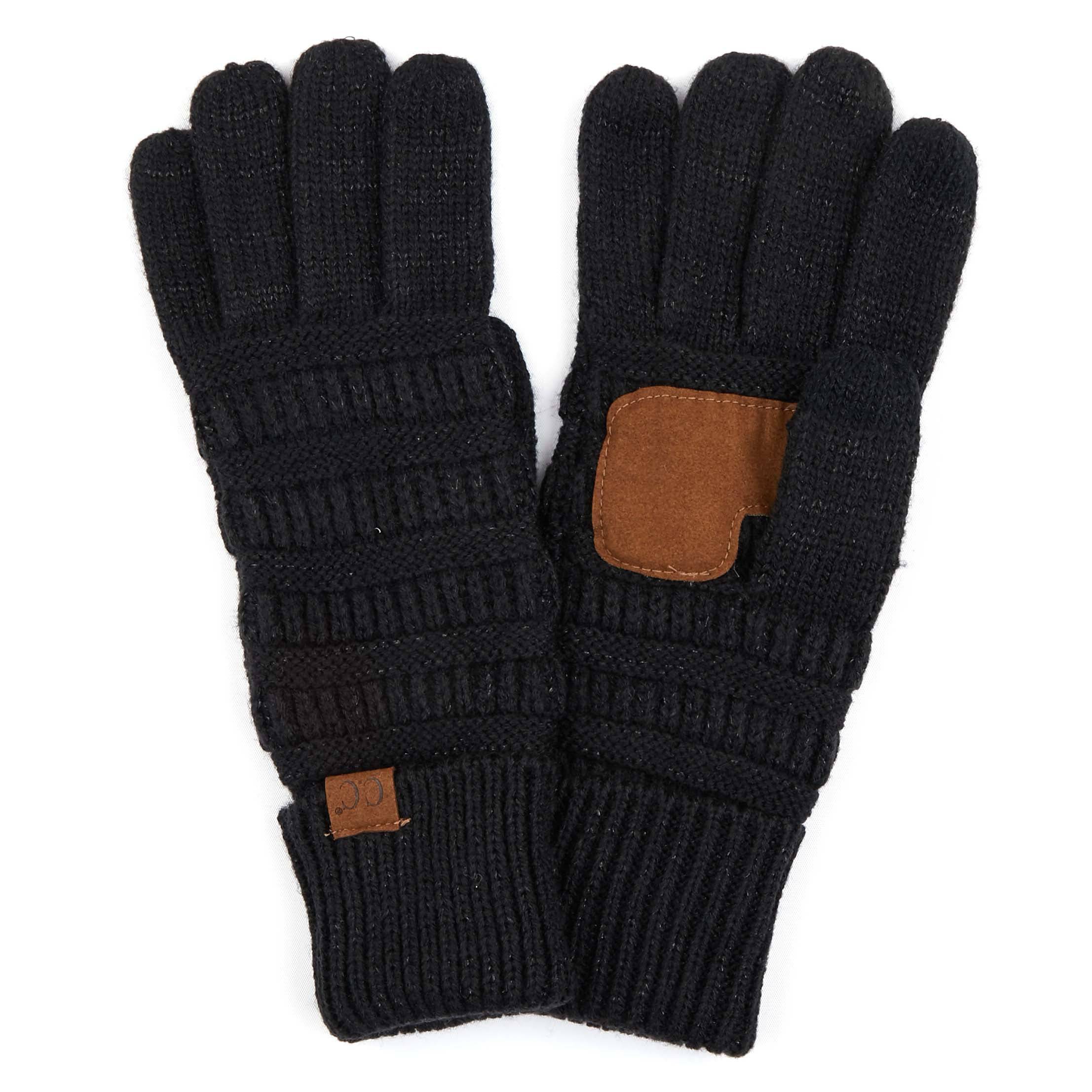 CC Cozy Metallic Tech Screen Gloves featuring a stylish metallic design and cable knit texture, perfect for touchscreen use.