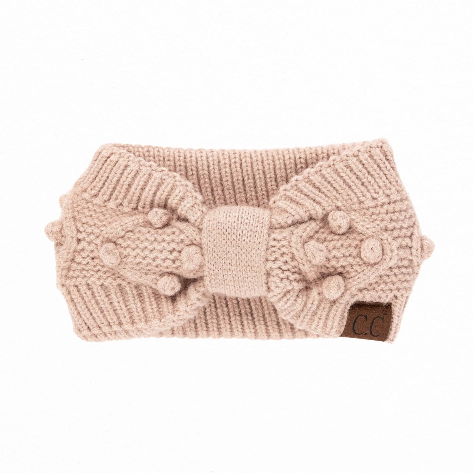 CC Crafted Pom Detail Head Wrap featuring hand-sewn bobbles in a soft fabric, perfect for stylish comfort.