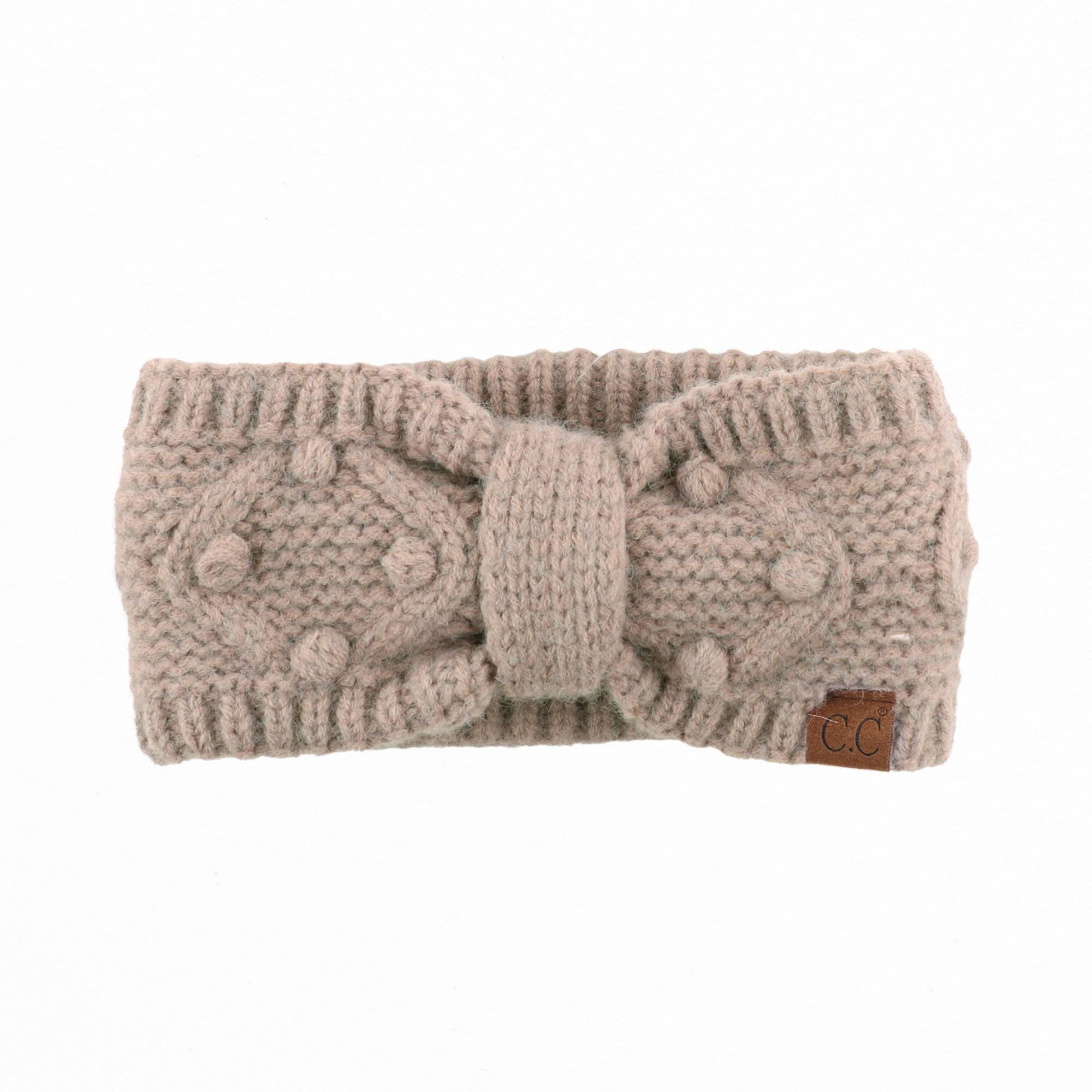 CC Crafted Pom Detail Head Wrap featuring hand-sewn bobbles in a soft fabric, perfect for stylish comfort.