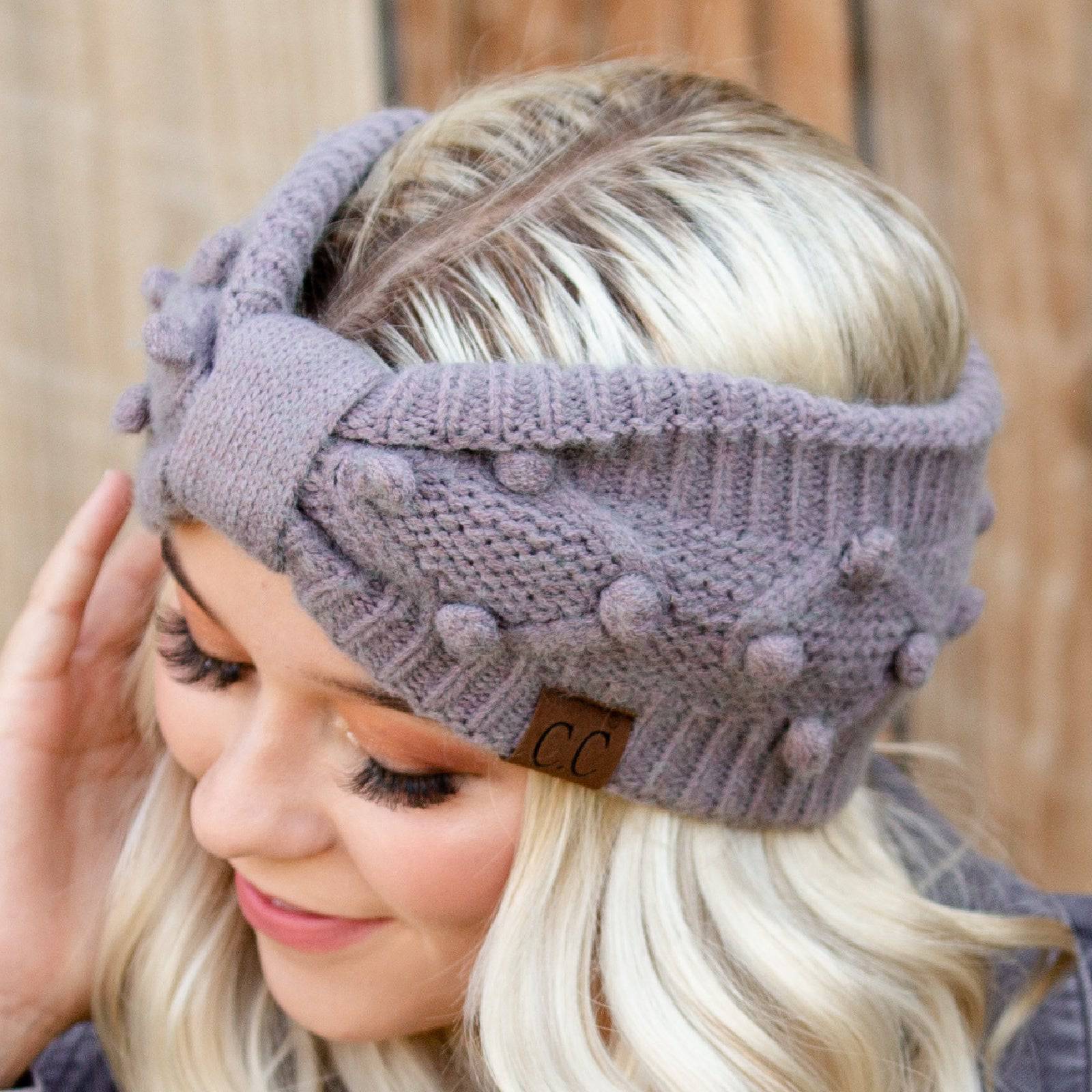 CC Crafted Pom Detail Head Wrap featuring hand-sewn bobbles in a soft fabric, perfect for stylish comfort.