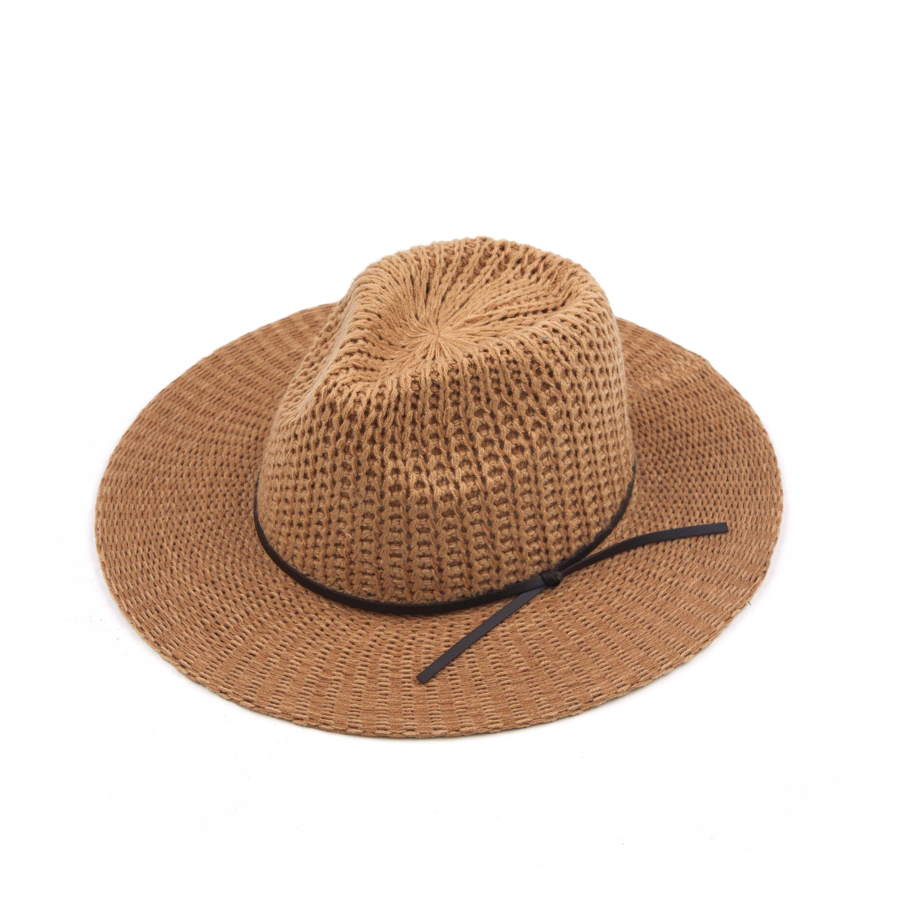 Stylish CC Fedora Knitted Hat in various colors, showcasing its adjustable inner band and lightweight design.