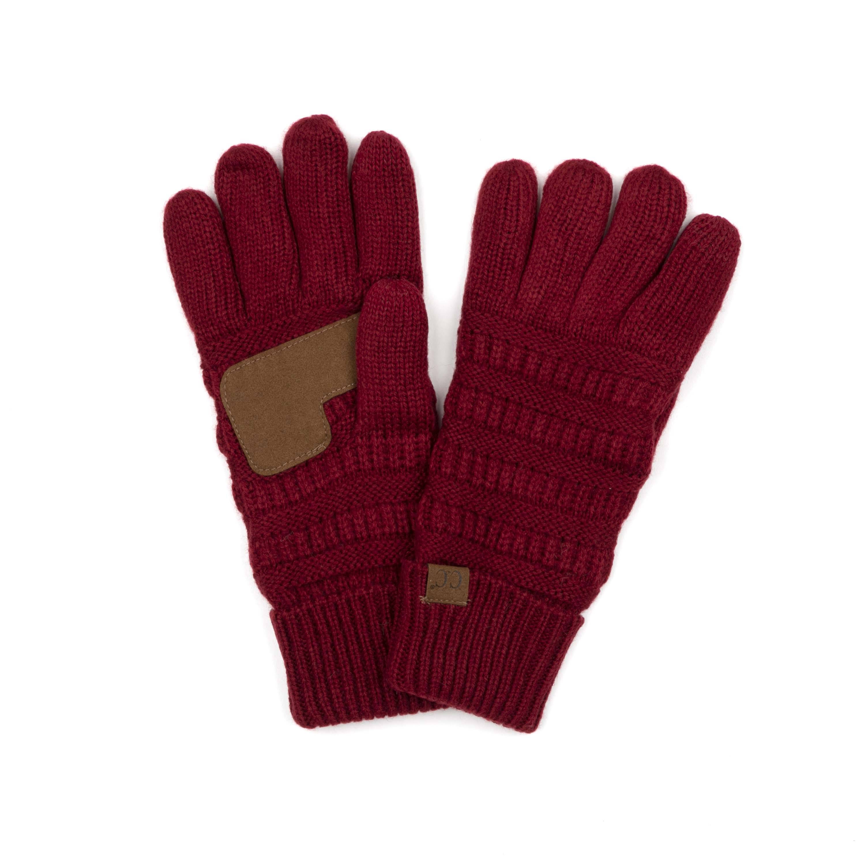 A pair of CC Fleece-Lined Touchscreen Gloves in various colors, showcasing their soft fleece lining and tech-touch compatible fingertips.