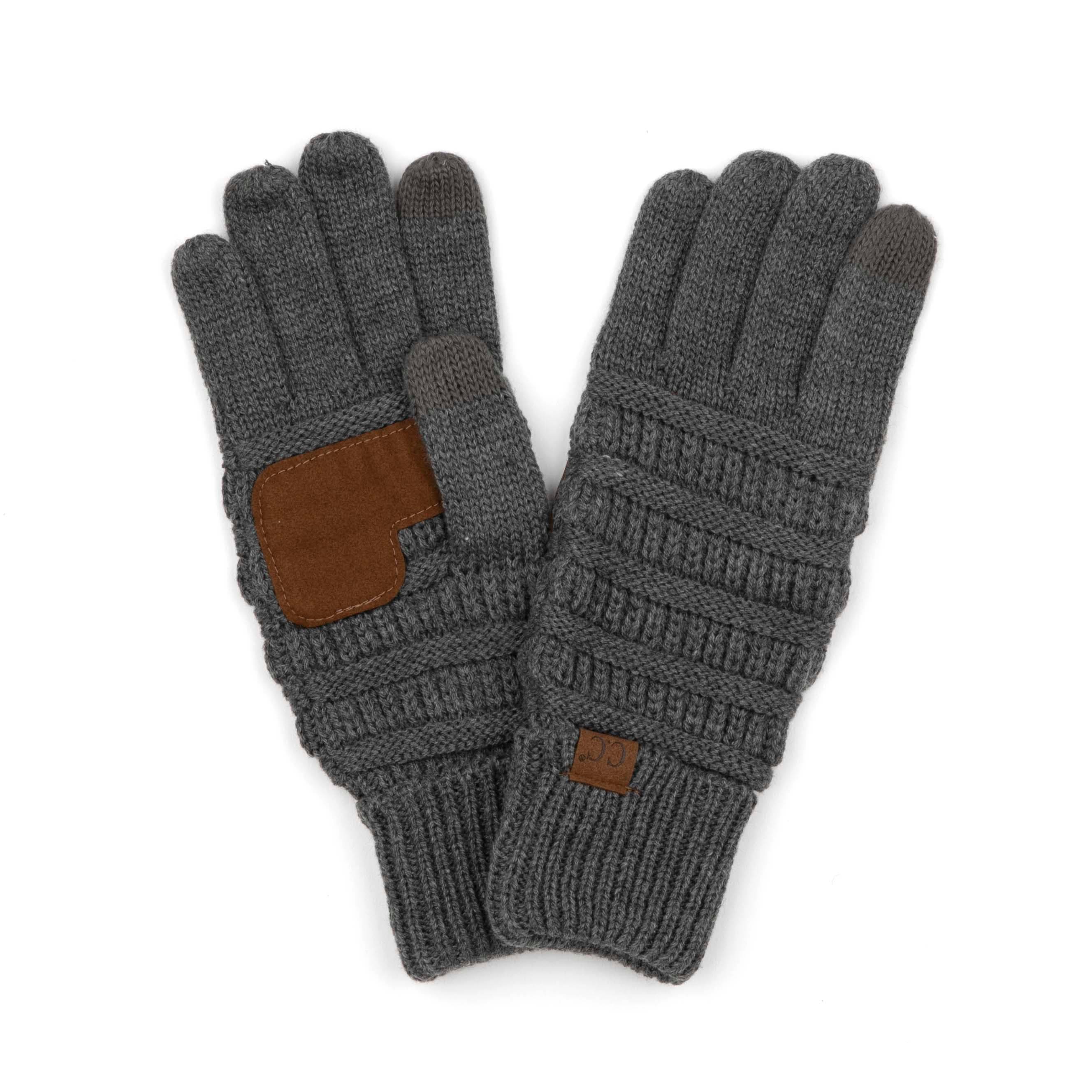 A pair of CC Fleece-Lined Touchscreen Gloves in various colors, showcasing their soft fleece lining and tech-touch compatible fingertips.