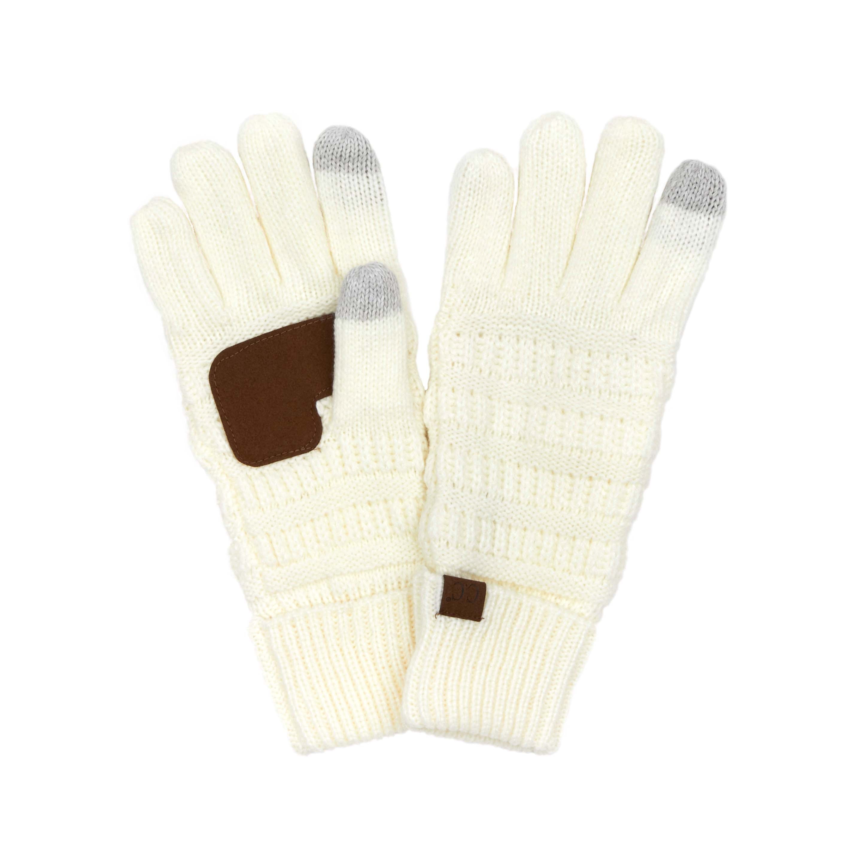 A pair of CC Fleece-Lined Touchscreen Gloves in various colors, showcasing their soft fleece lining and tech-touch compatible fingertips.