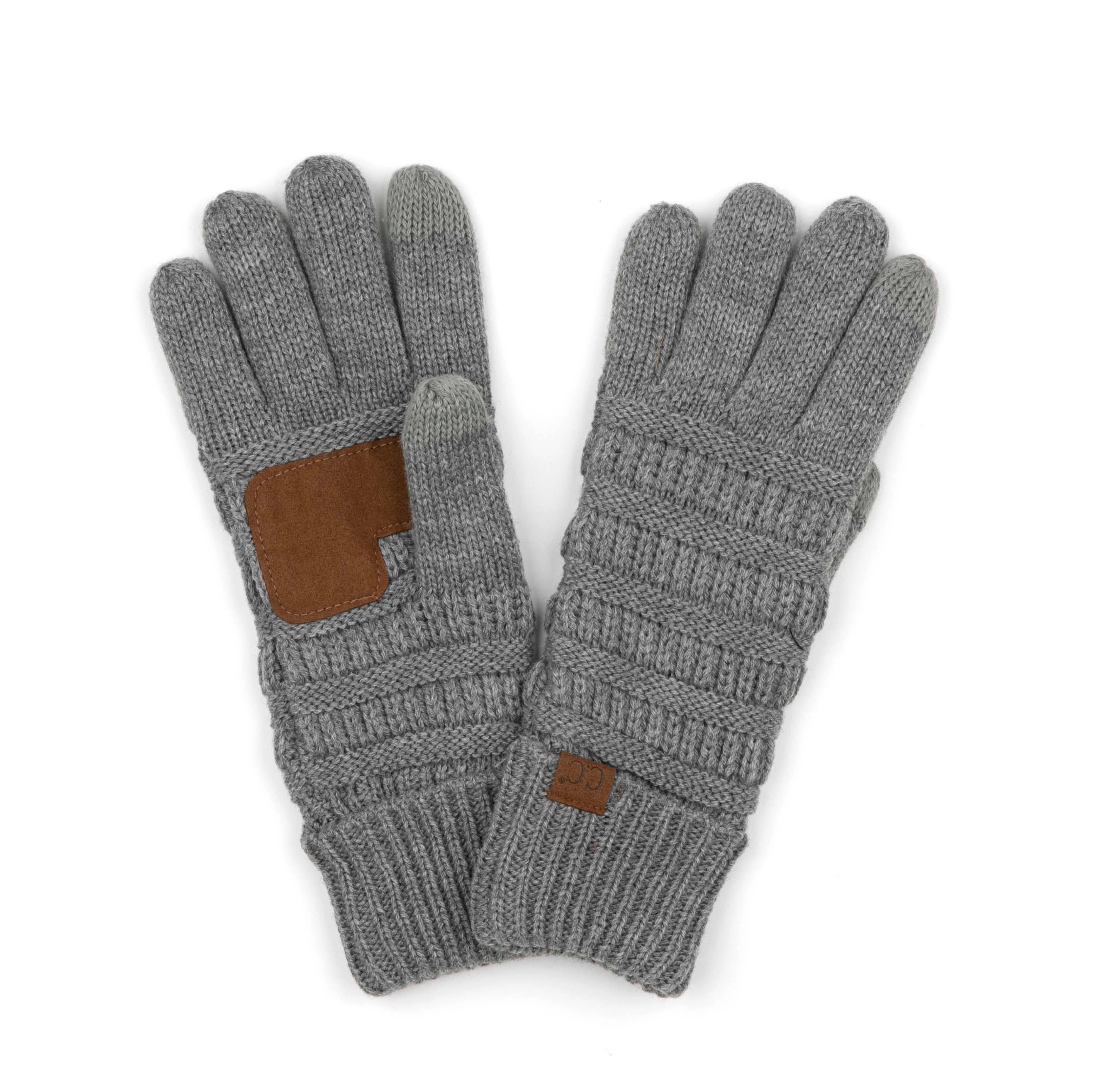 A pair of CC Fleece-Lined Touchscreen Gloves in various colors, showcasing their soft fleece lining and tech-touch compatible fingertips.