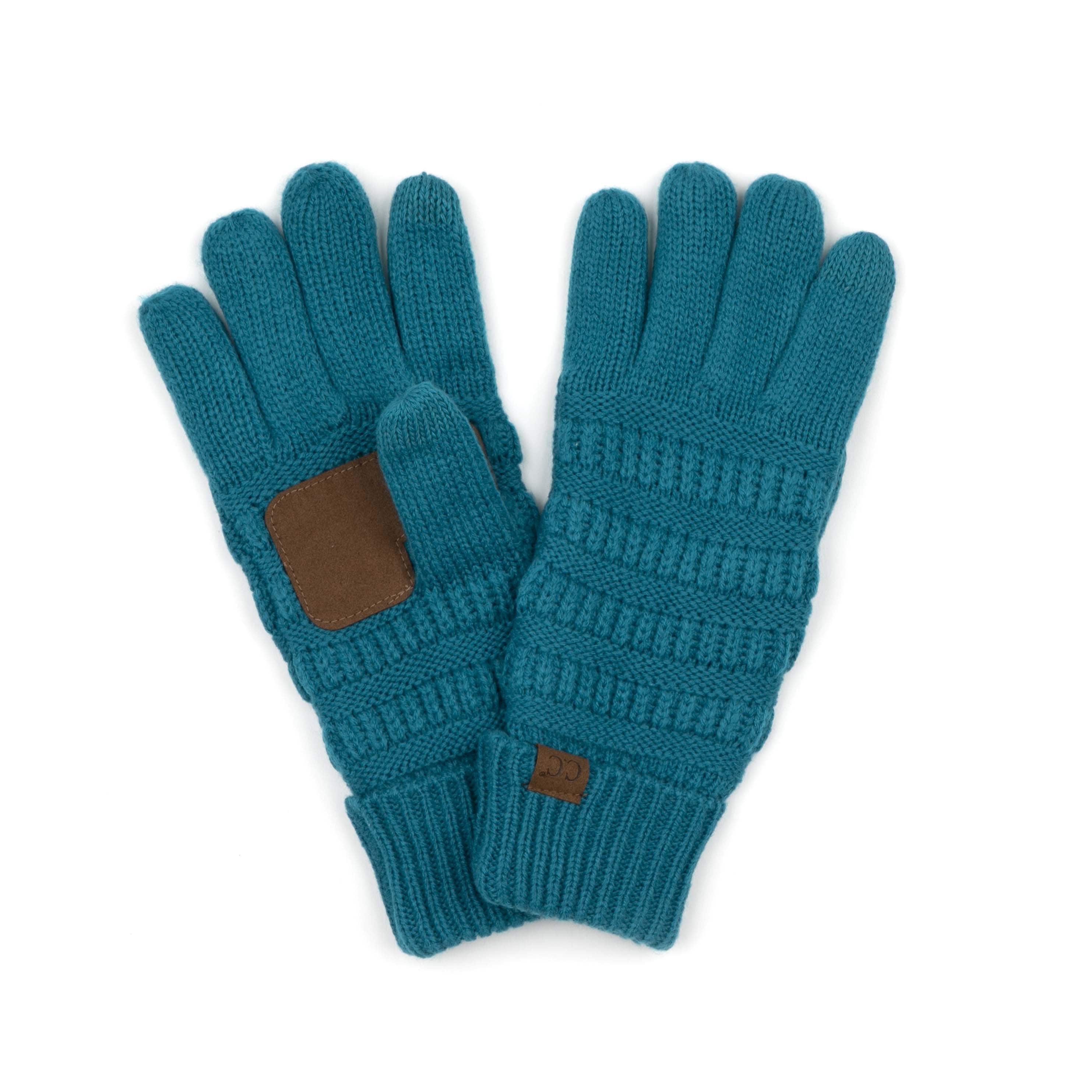 A pair of CC Fleece-Lined Touchscreen Gloves in various colors, showcasing their soft fleece lining and tech-touch compatible fingertips.