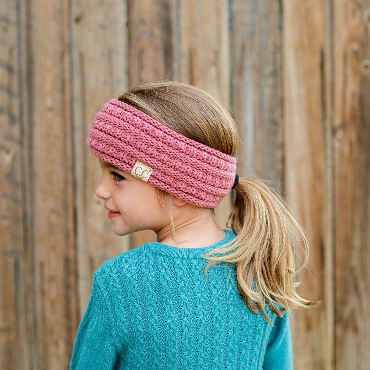 CC Kids Head Band Pony Opening in various colors, featuring a back ponytail access and fleece lining for warmth.