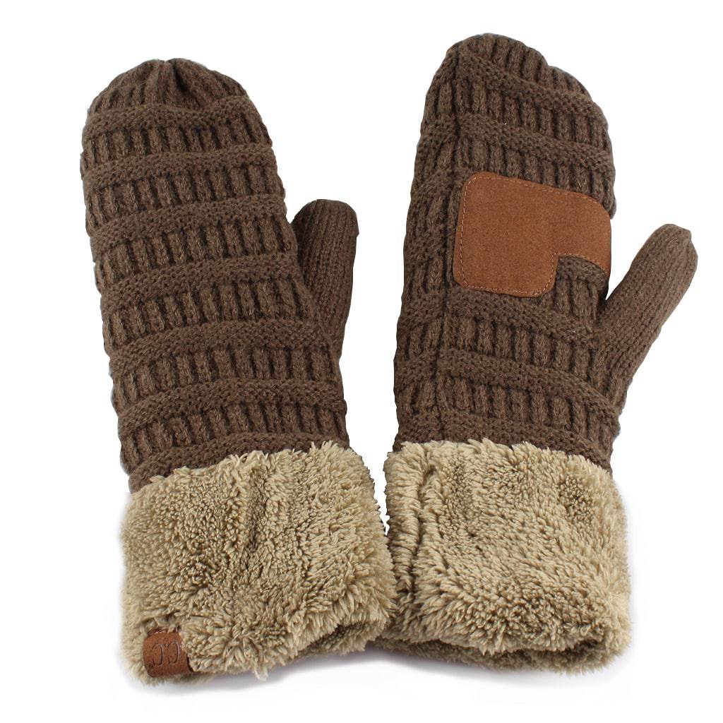 CC Mittens Color-Block featuring trendy color-blocking design and soft faux fur lining, perfect for winter wear.