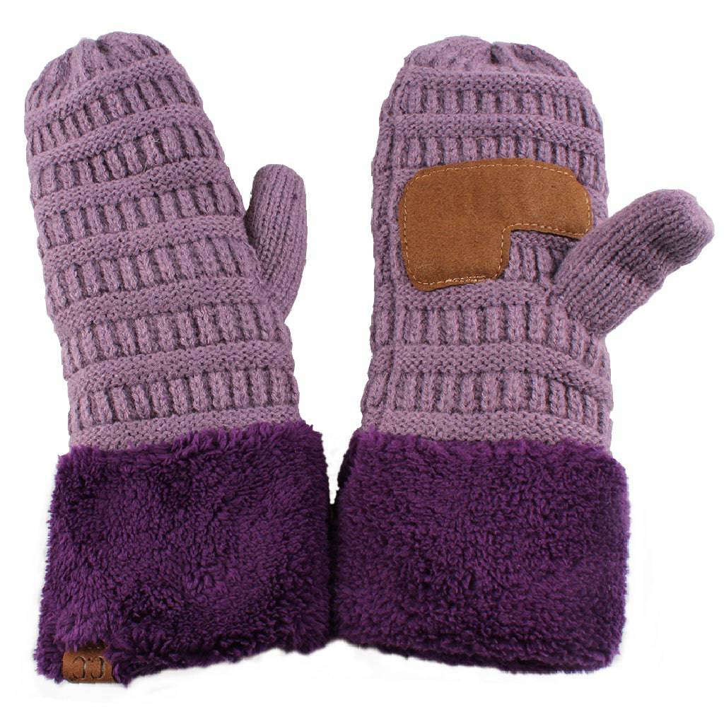 CC Mittens Color-Block featuring trendy color-blocking design and soft faux fur lining, perfect for winter wear.