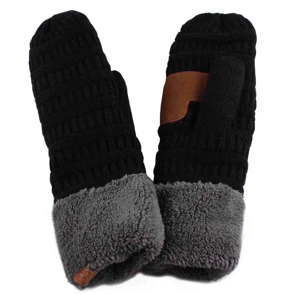 CC Mittens Color-Block featuring trendy color-blocking design and soft faux fur lining, perfect for winter wear.