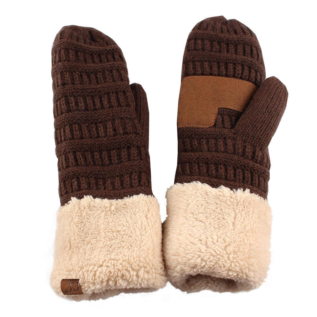 CC Mittens Color-Block featuring trendy color-blocking design and soft faux fur lining, perfect for winter wear.