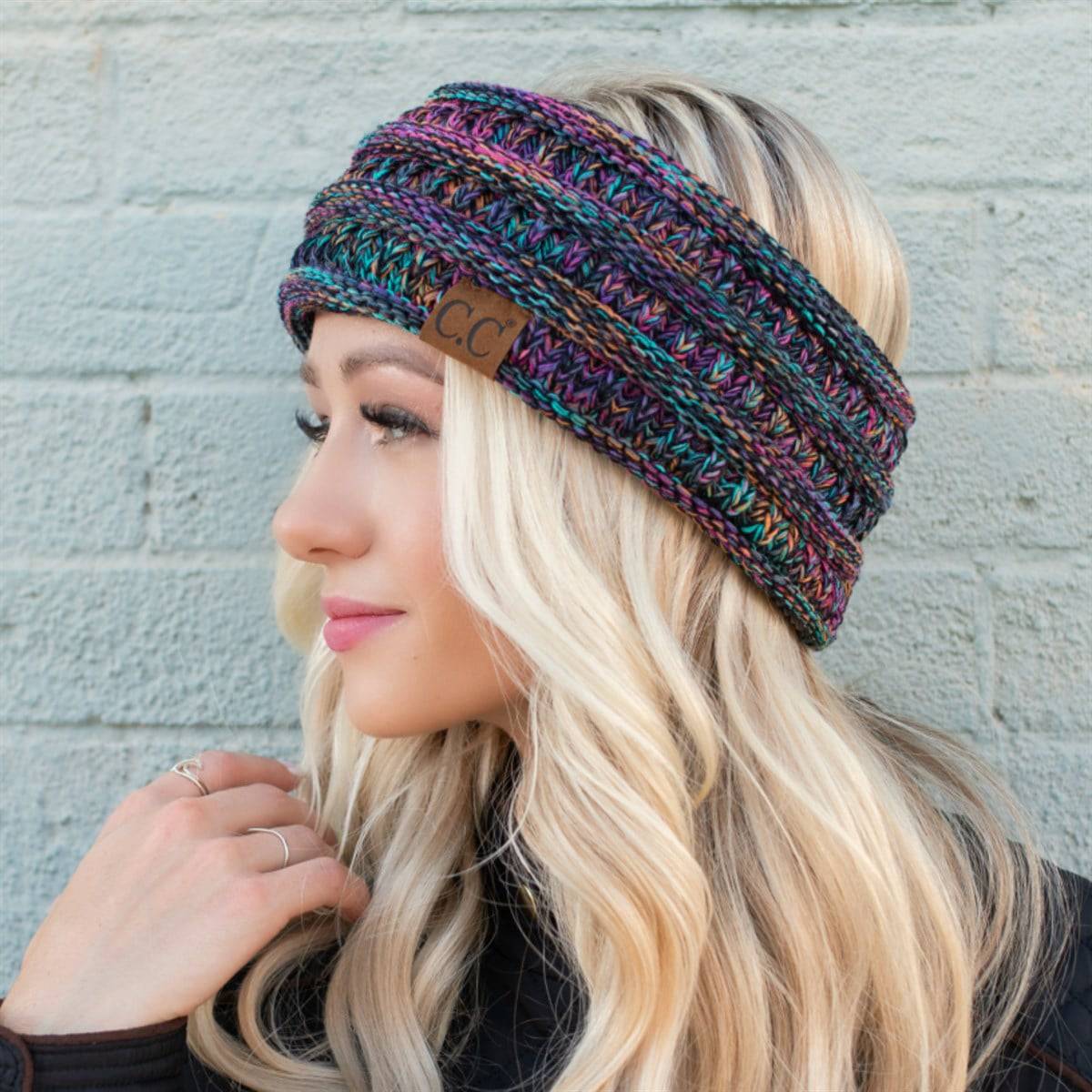 CC Multi-Color Lined Head Wrap showcasing vibrant colors and cozy fleece lining, perfect for stylish warmth.