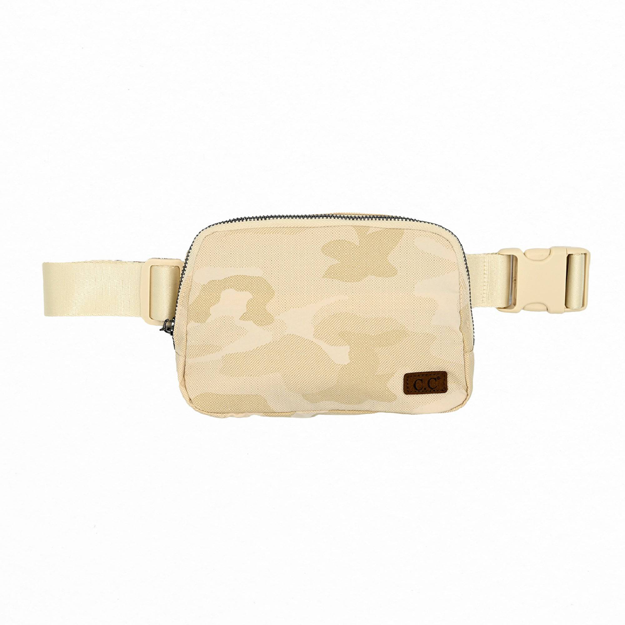 CC Outdoor Belt Bag Fanny Pack featuring camouflage design, adjustable strap, and waterproof material, ideal for outdoor activities.