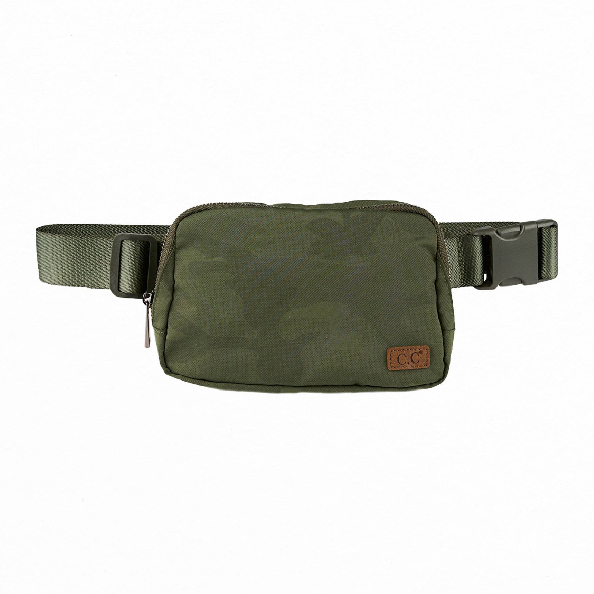 CC Outdoor Belt Bag Fanny Pack featuring camouflage design, adjustable strap, and waterproof material, ideal for outdoor activities.