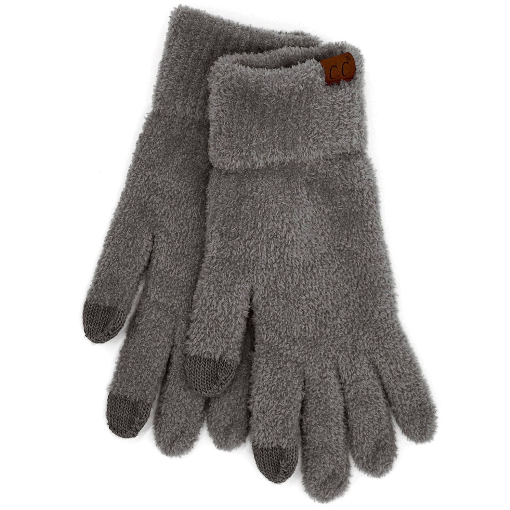 A pair of CC Plush Chenille Gloves in soft, cozy chenille material, showcasing their Tech Touch compatibility and stylish design.