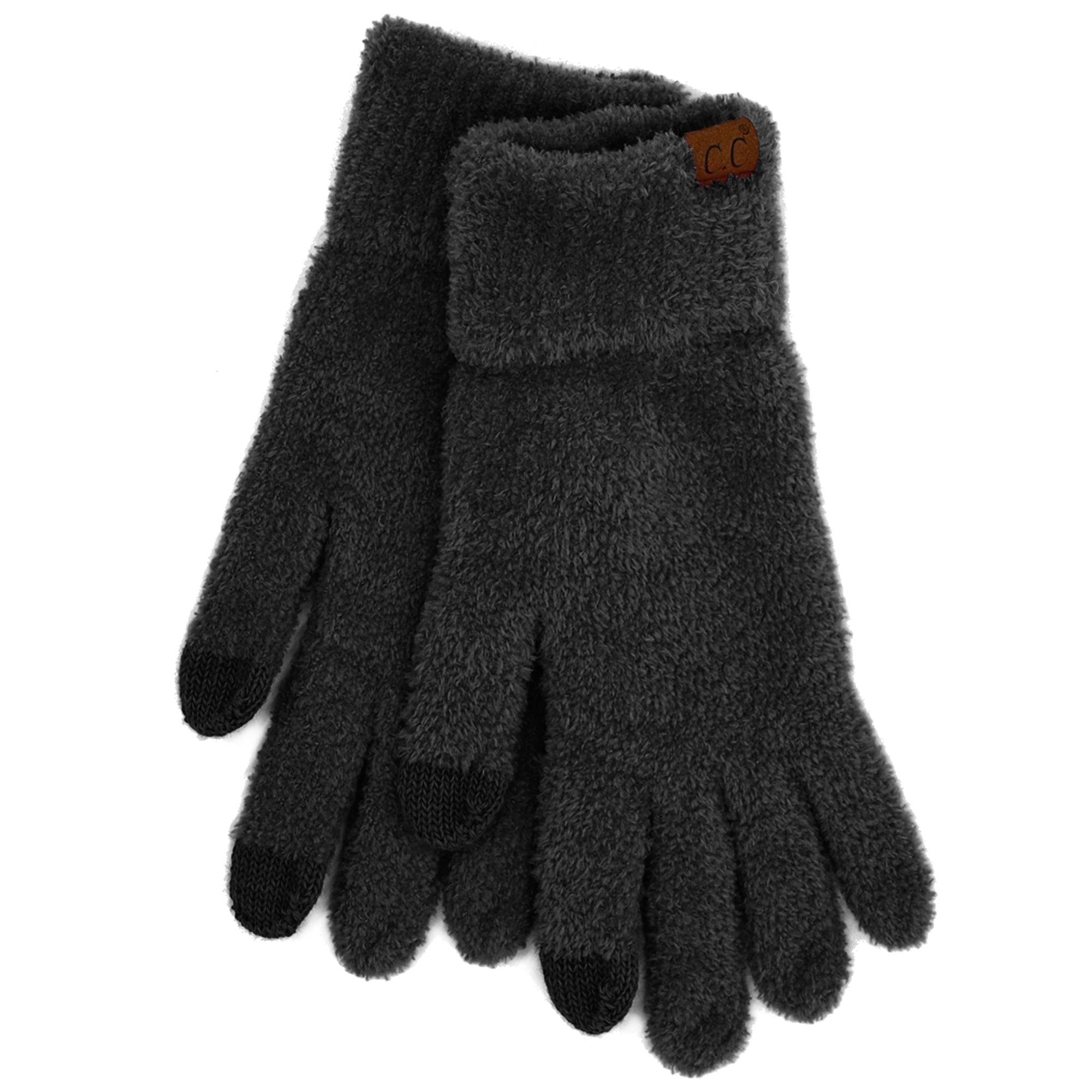 A pair of CC Plush Chenille Gloves in soft, cozy chenille material, showcasing their Tech Touch compatibility and stylish design.