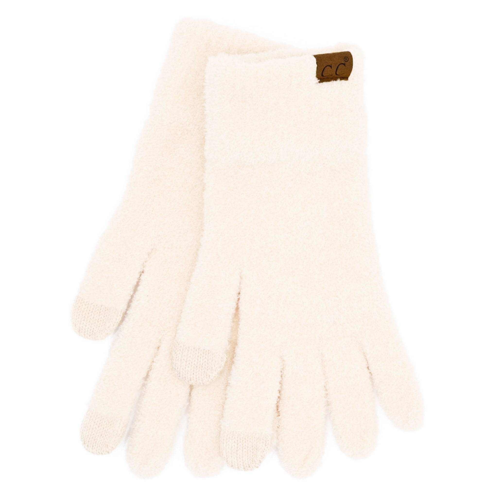 A pair of CC Plush Chenille Gloves in soft, cozy chenille material, showcasing their Tech Touch compatibility and stylish design.