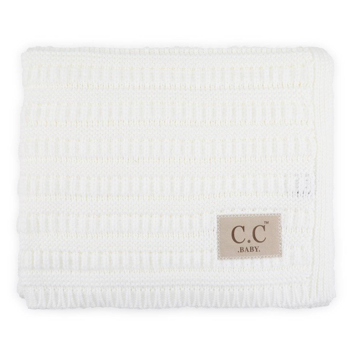 C.C® Popular Baby Blanket in luxurious cable knit design, showcasing detailed stitching and soft texture, perfect for babies.