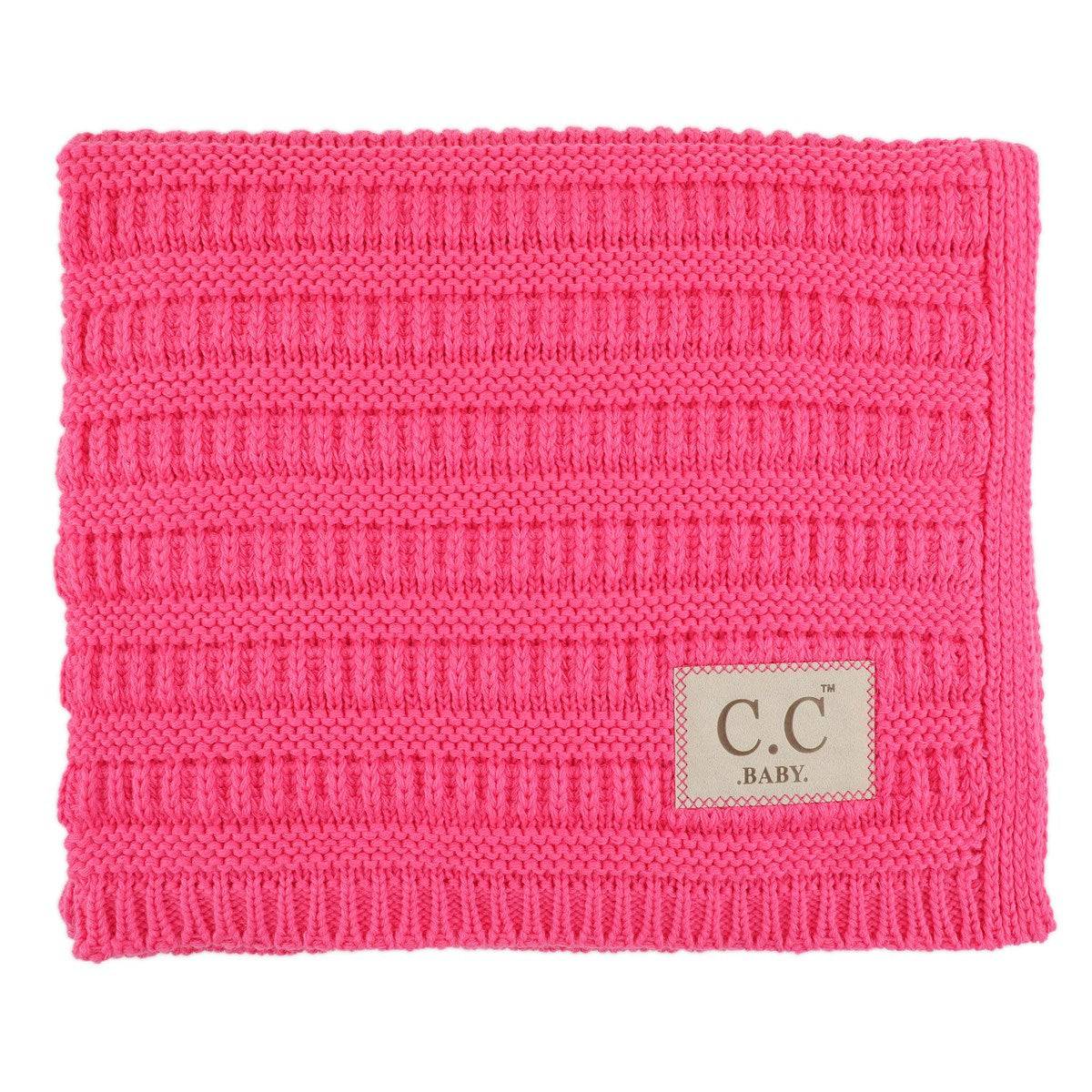 C.C® Popular Baby Blanket in luxurious cable knit design, showcasing detailed stitching and soft texture, perfect for babies.