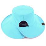 CC Reversible Ponytail Bucket Hat in two colors, featuring a ponytail opening and adjustable closure, perfect for sun protection.