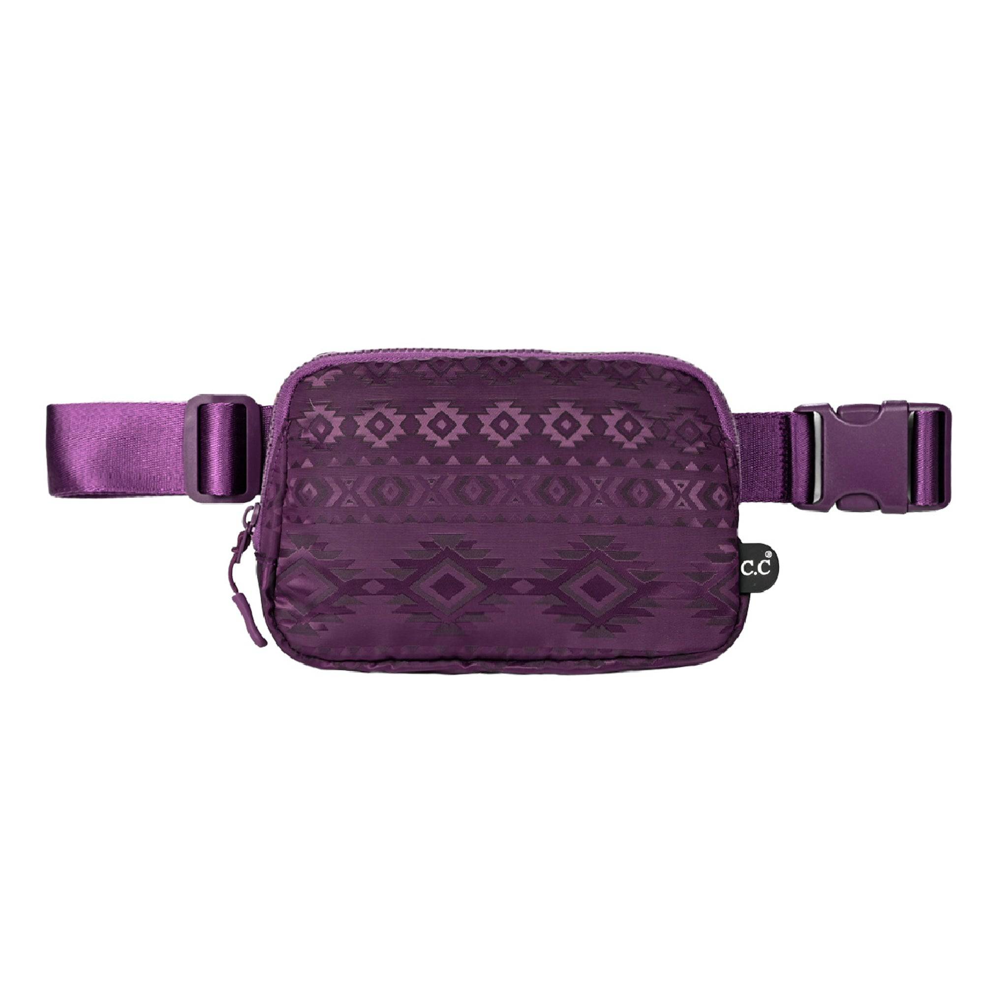 CC South Western Belt Bag Fanny Pack in vibrant South Western and Aztec prints, made from waterproof nylon with adjustable strap.