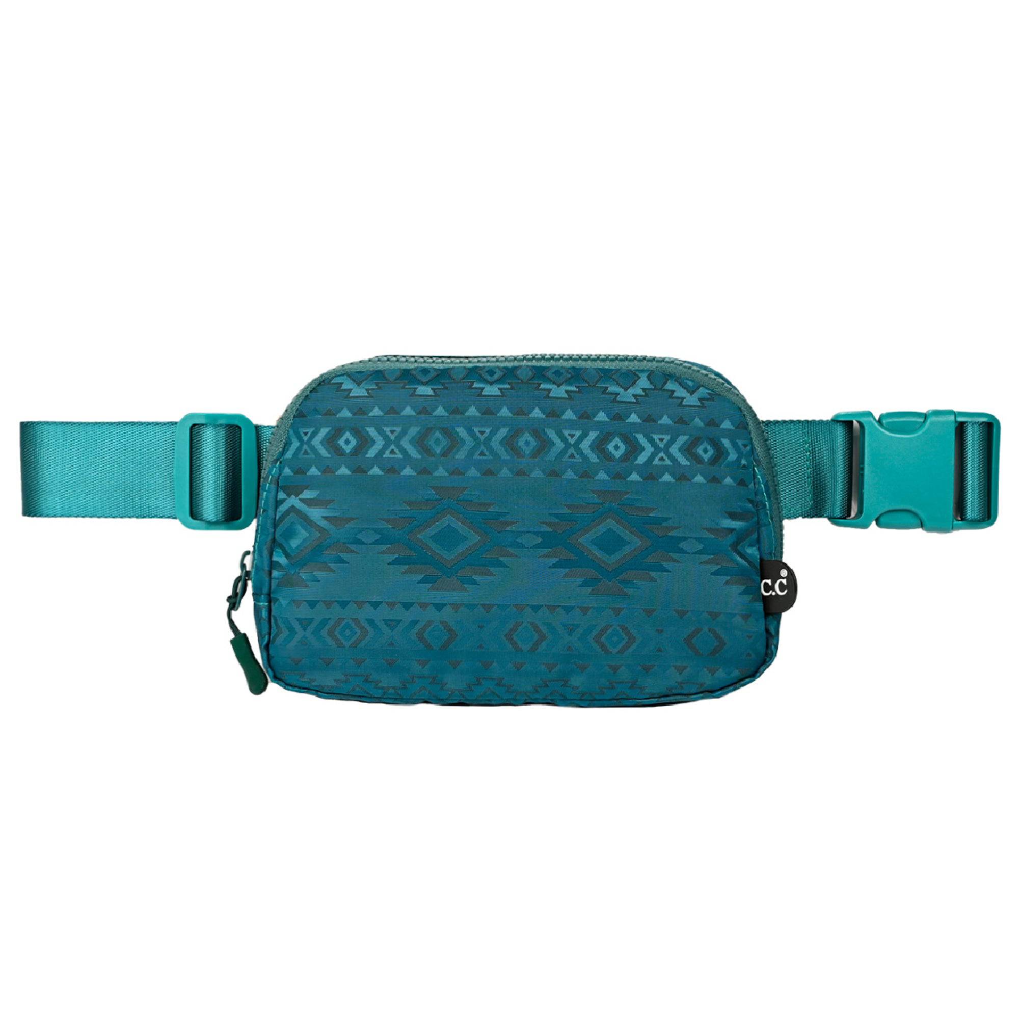 CC South Western Belt Bag Fanny Pack in vibrant South Western and Aztec prints, made from waterproof nylon with adjustable strap.