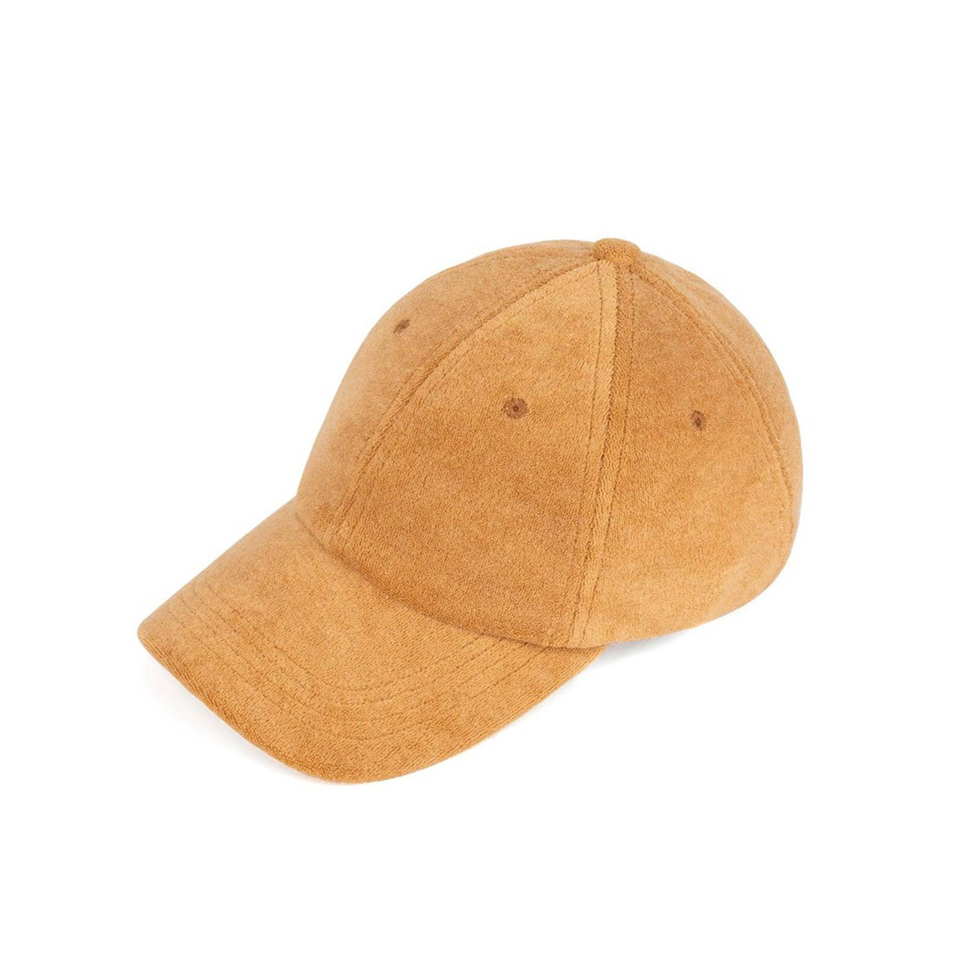 CC Terry Cloth Women Baseball Trucker Cap featuring a low ponytail opening, adjustable velcro back, and soft terry cloth material.