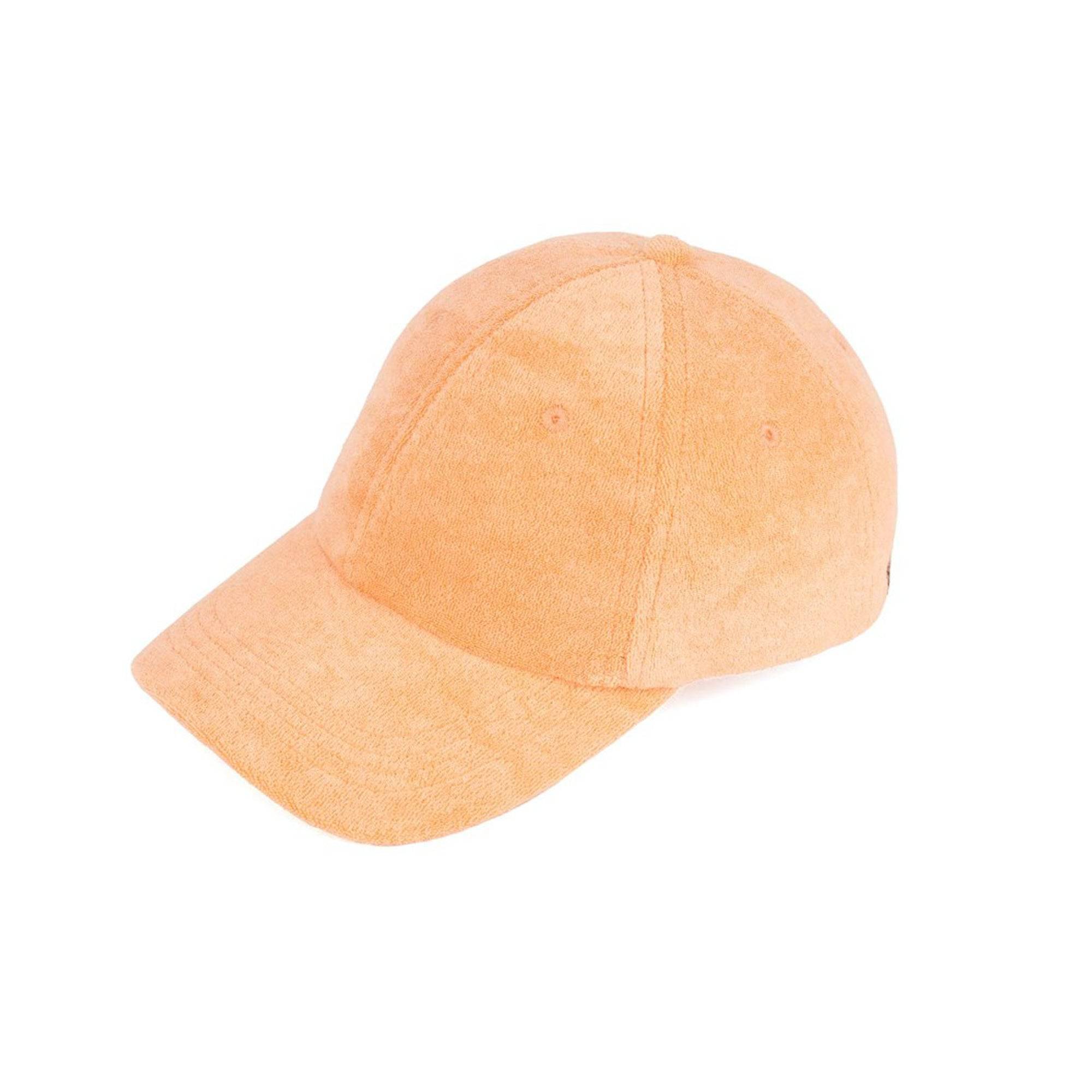 CC Terry Cloth Women Baseball Trucker Cap featuring a low ponytail opening, adjustable velcro back, and soft terry cloth material.