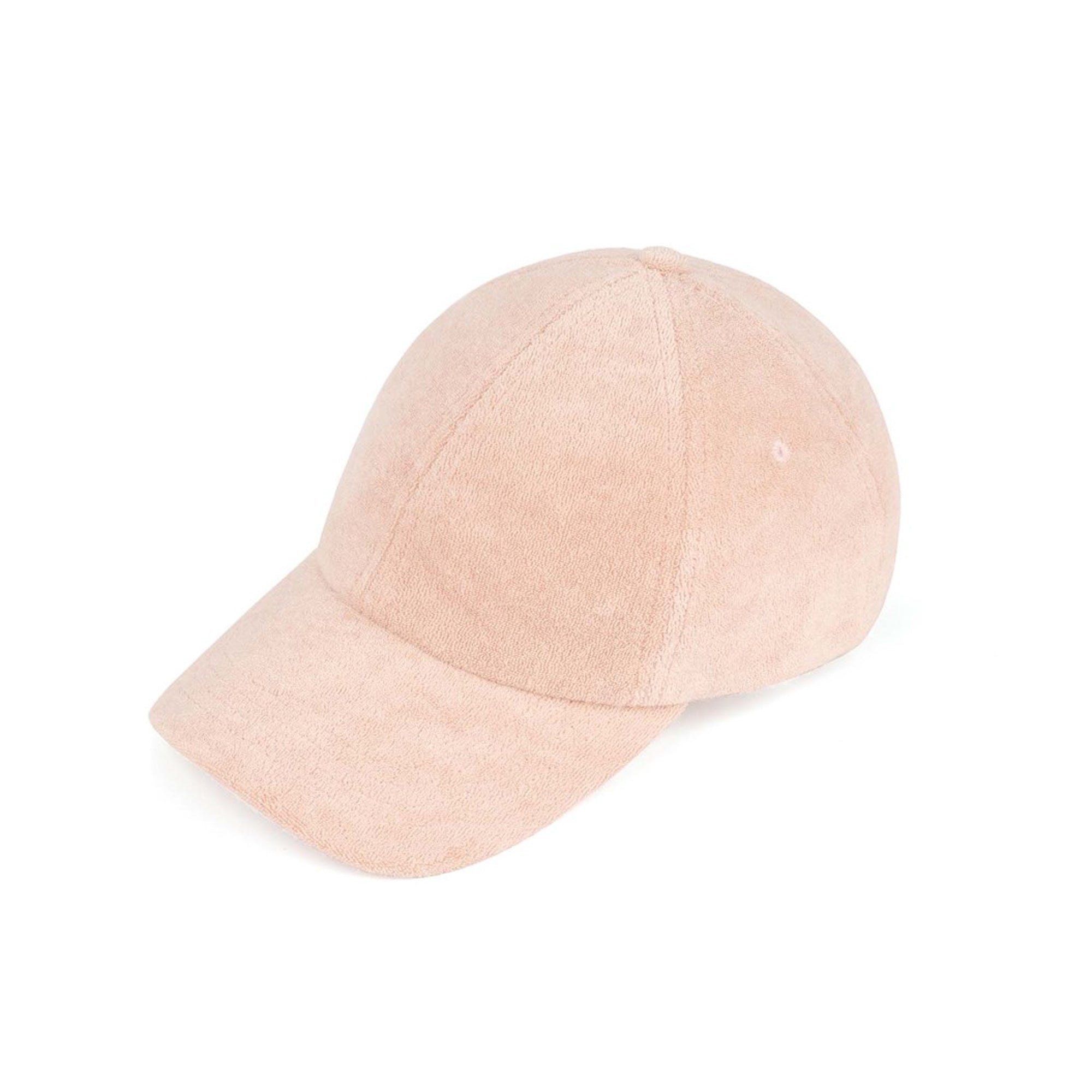 CC Terry Cloth Women Baseball Trucker Cap featuring a low ponytail opening, adjustable velcro back, and soft terry cloth material.