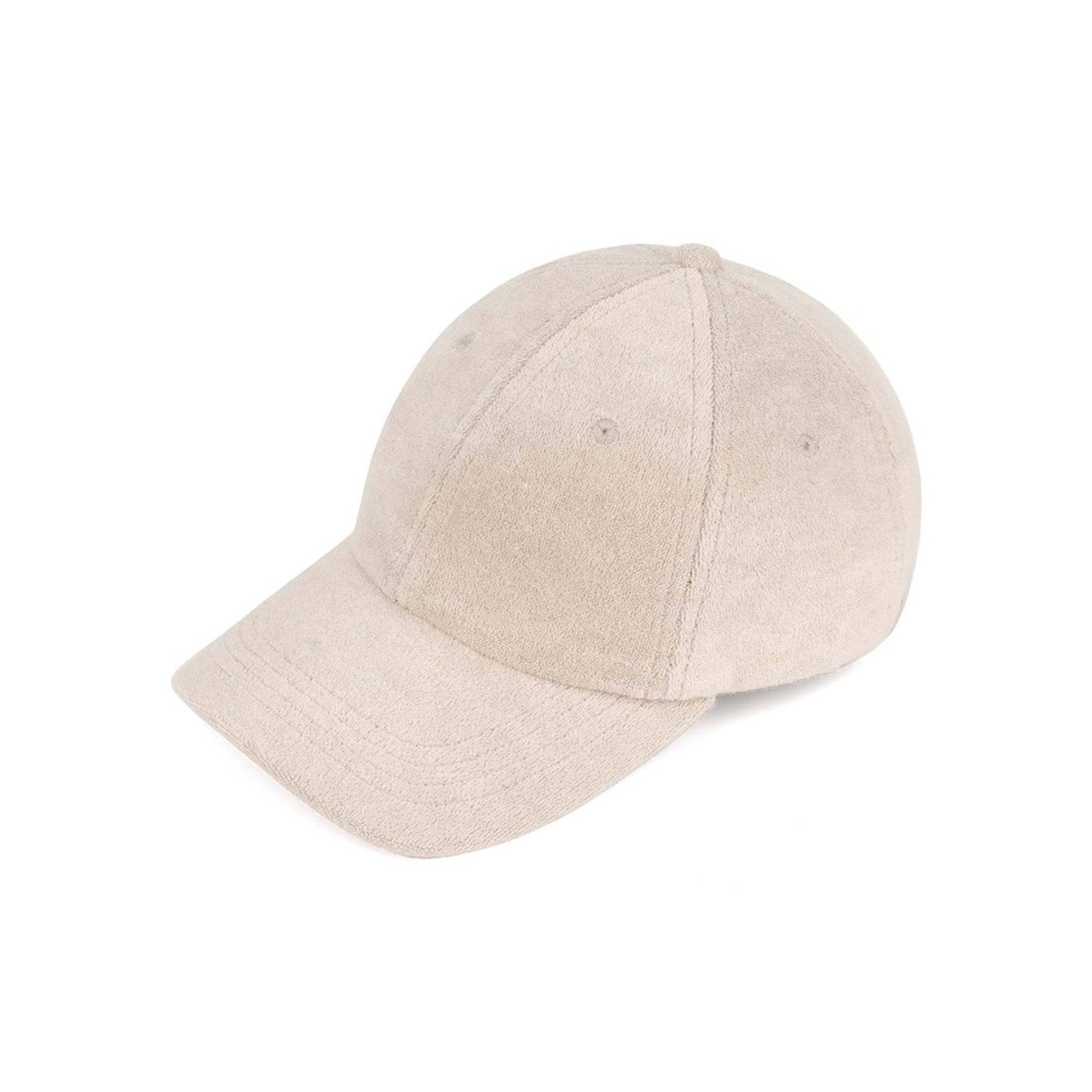 CC Terry Cloth Women Baseball Trucker Cap featuring a low ponytail opening, adjustable velcro back, and soft terry cloth material.