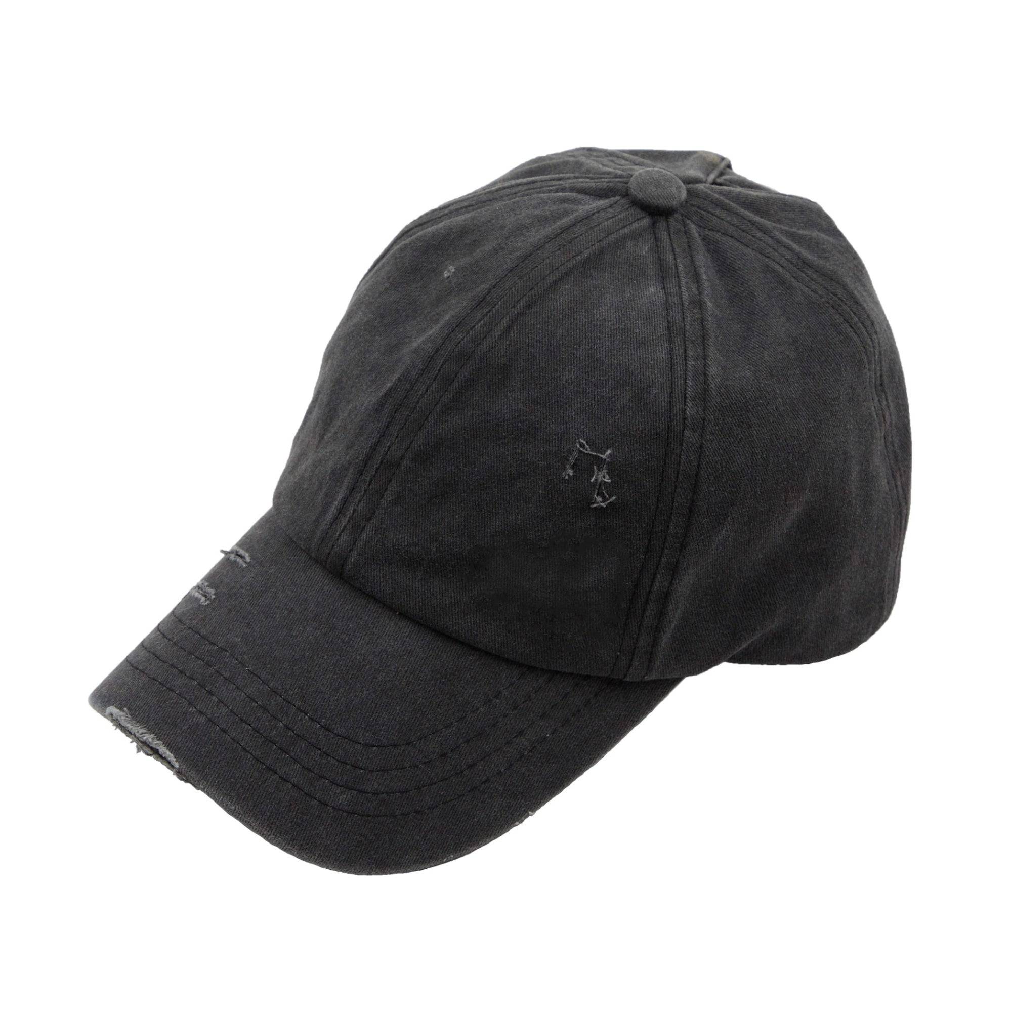 CC Three Level Pony Cap featuring adjustable velcro strap and three ponytail access levels, perfect for various hairstyles.