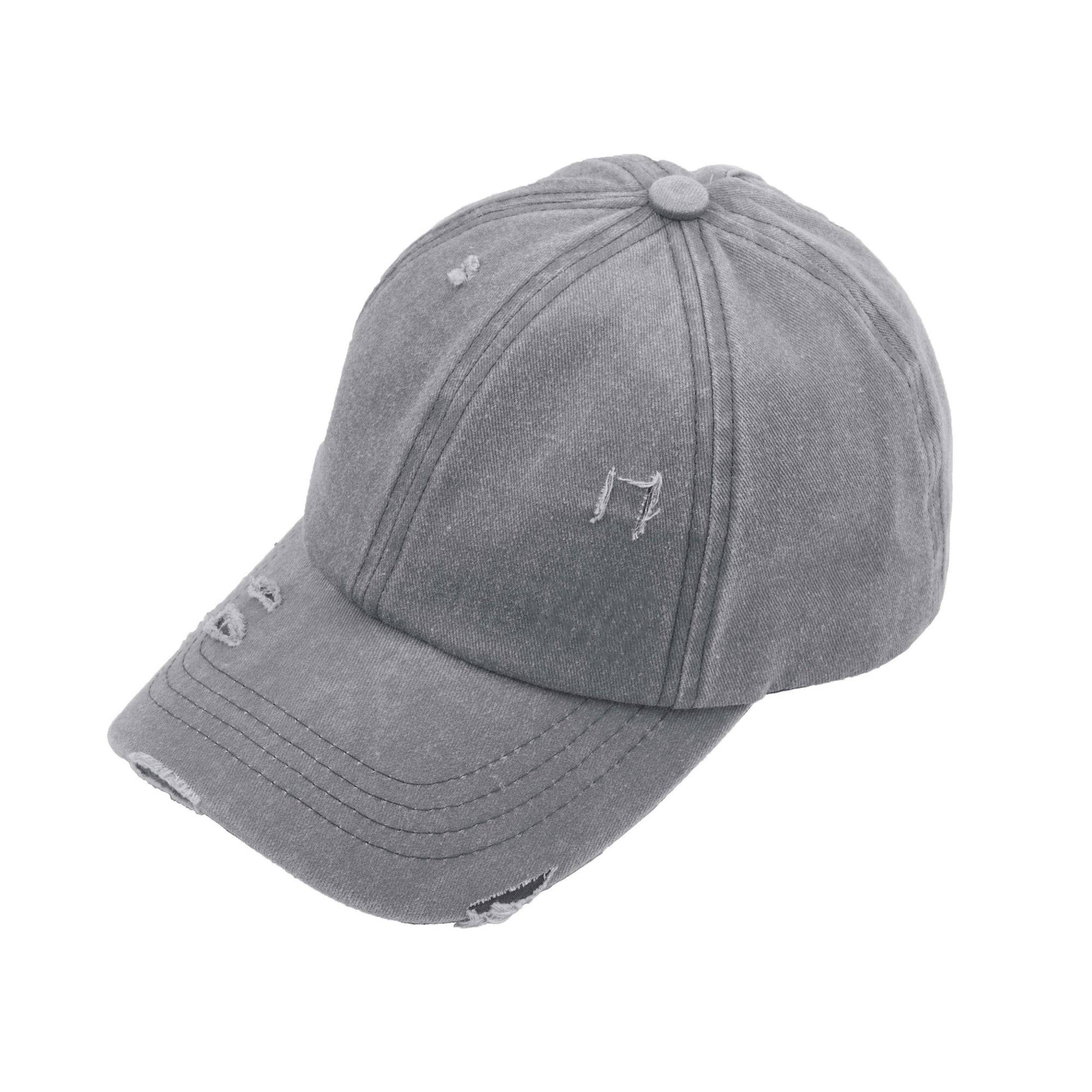 CC Three Level Pony Cap featuring adjustable velcro strap and three ponytail access levels, perfect for various hairstyles.