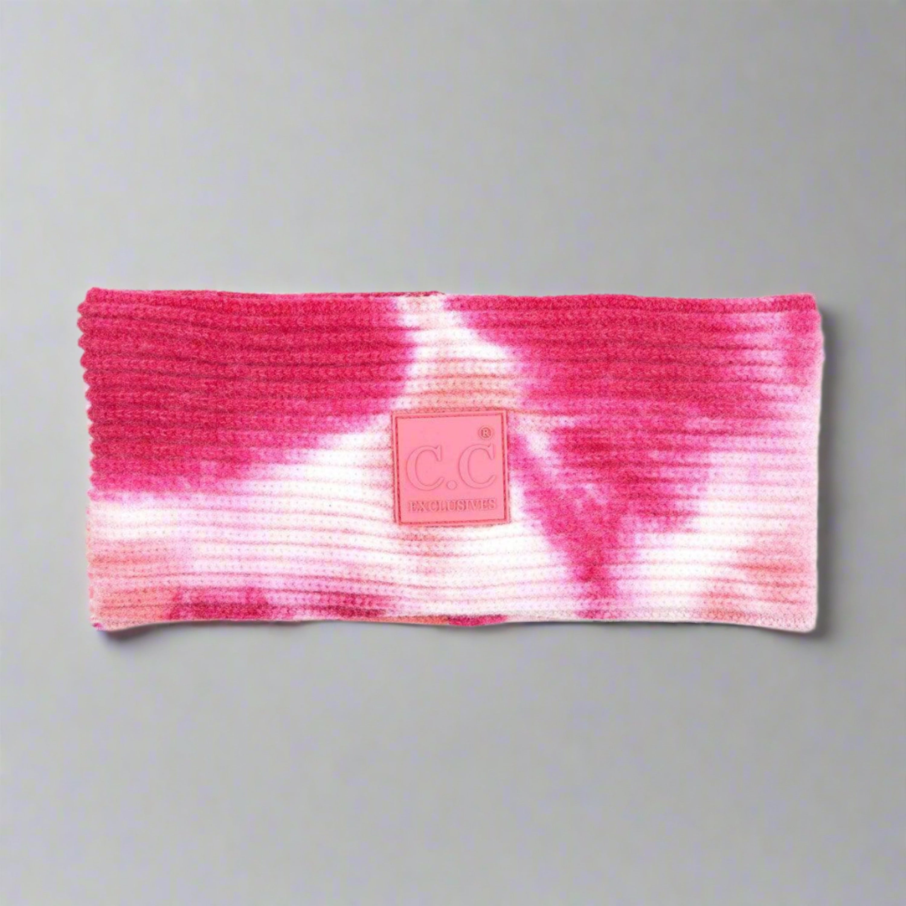 CC Tie Dye Headwrap featuring unique patterns and authentic C.C branding, designed for comfort and style.