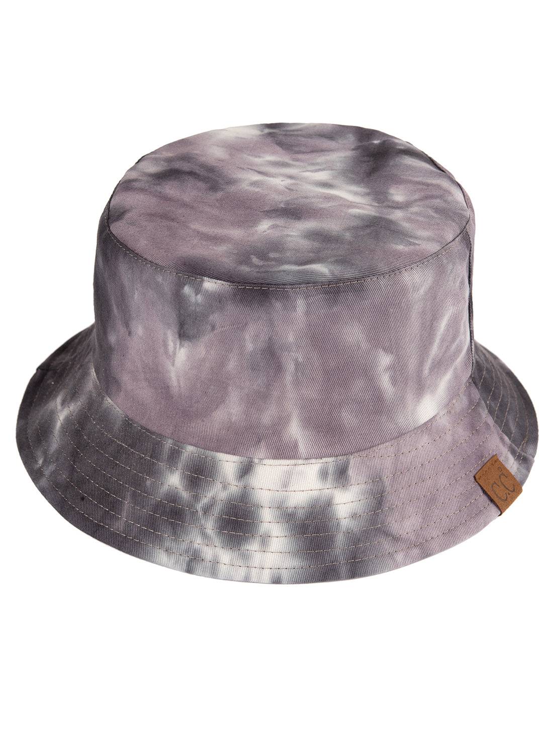 CC Tie-Dye Reversible Bucket Hat showcasing vibrant tie-dye pattern and solid color, perfect for youth and adults.