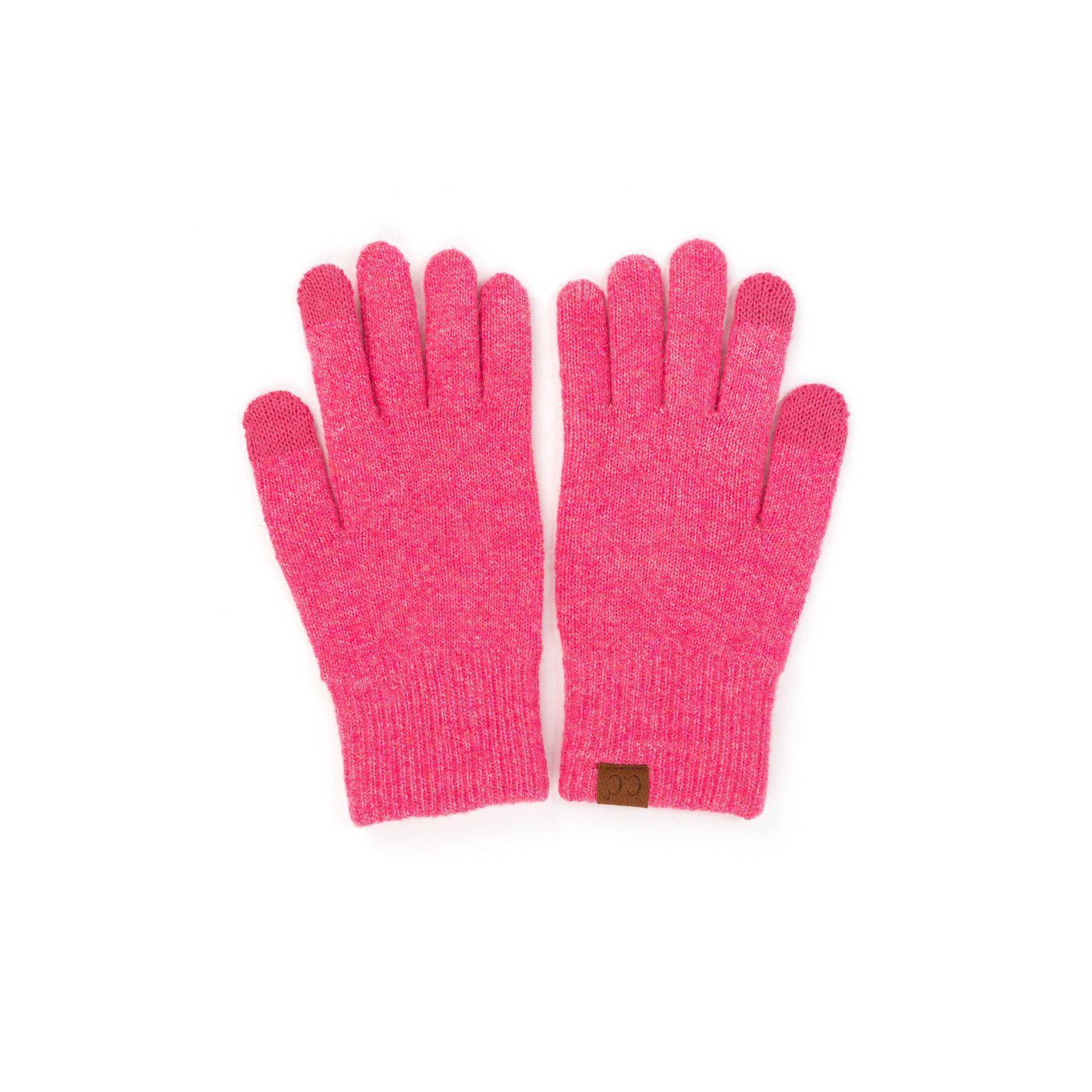 CC Ultra Soft Tech-Touch Gloves in various colors, showcasing their soft texture and tech-touch fingertips.