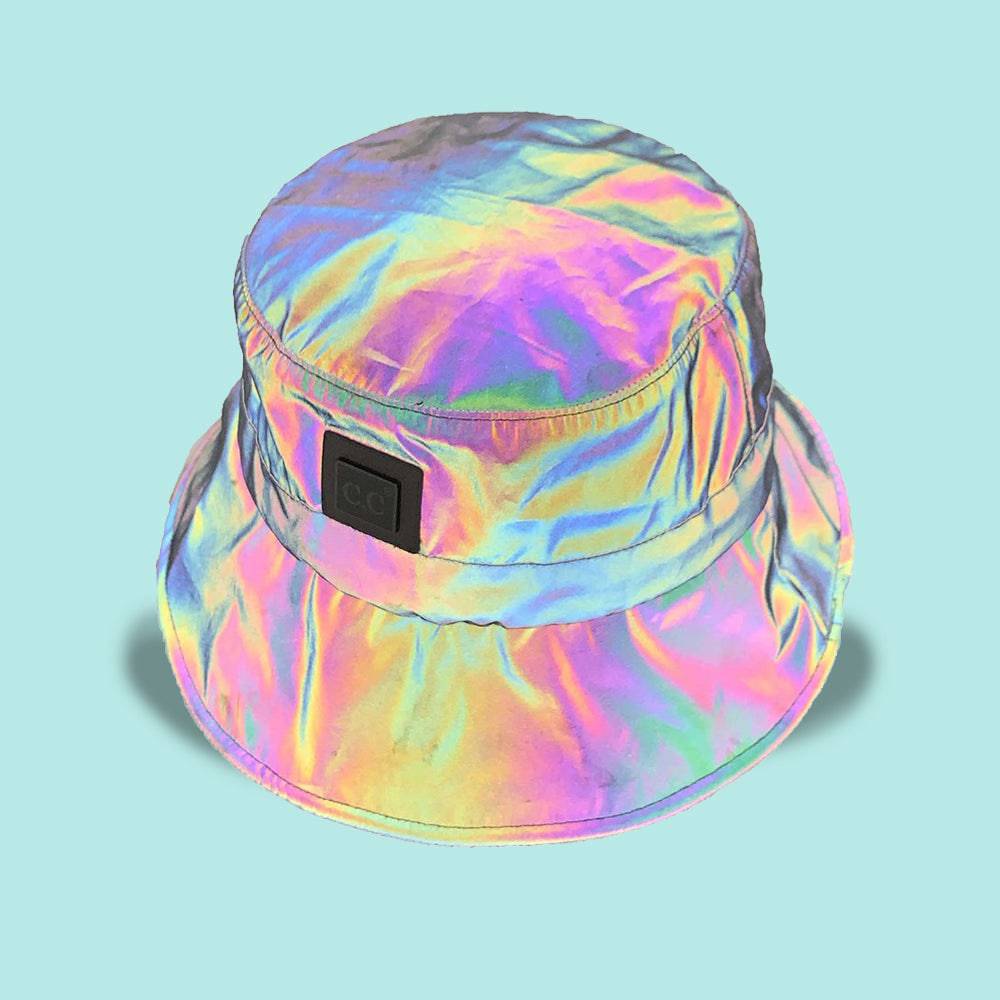 CC Waterproof Reflective Bucket Hat showcasing its stylish design, adjustable chin strap, and waterproof material, perfect for outdoor activities.