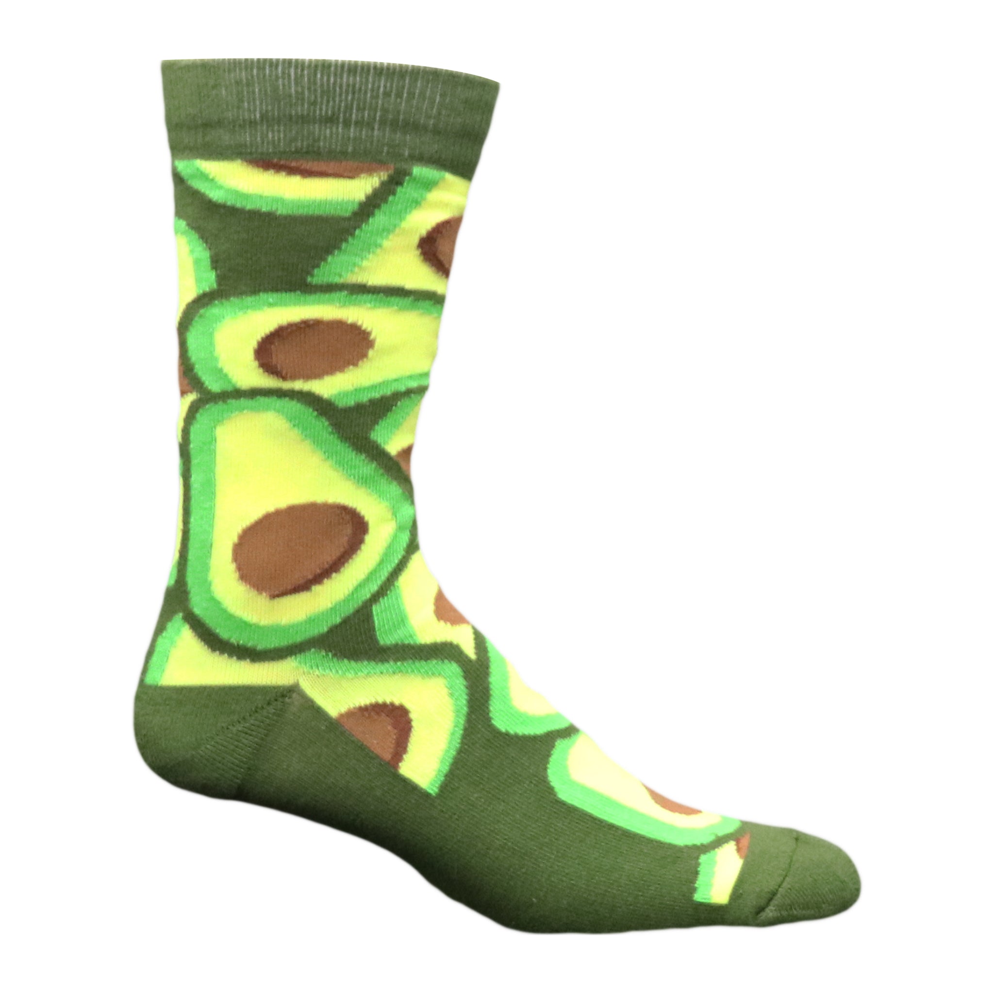 California Avocado Crew Socks featuring vibrant avocado prints, perfect for food lovers.