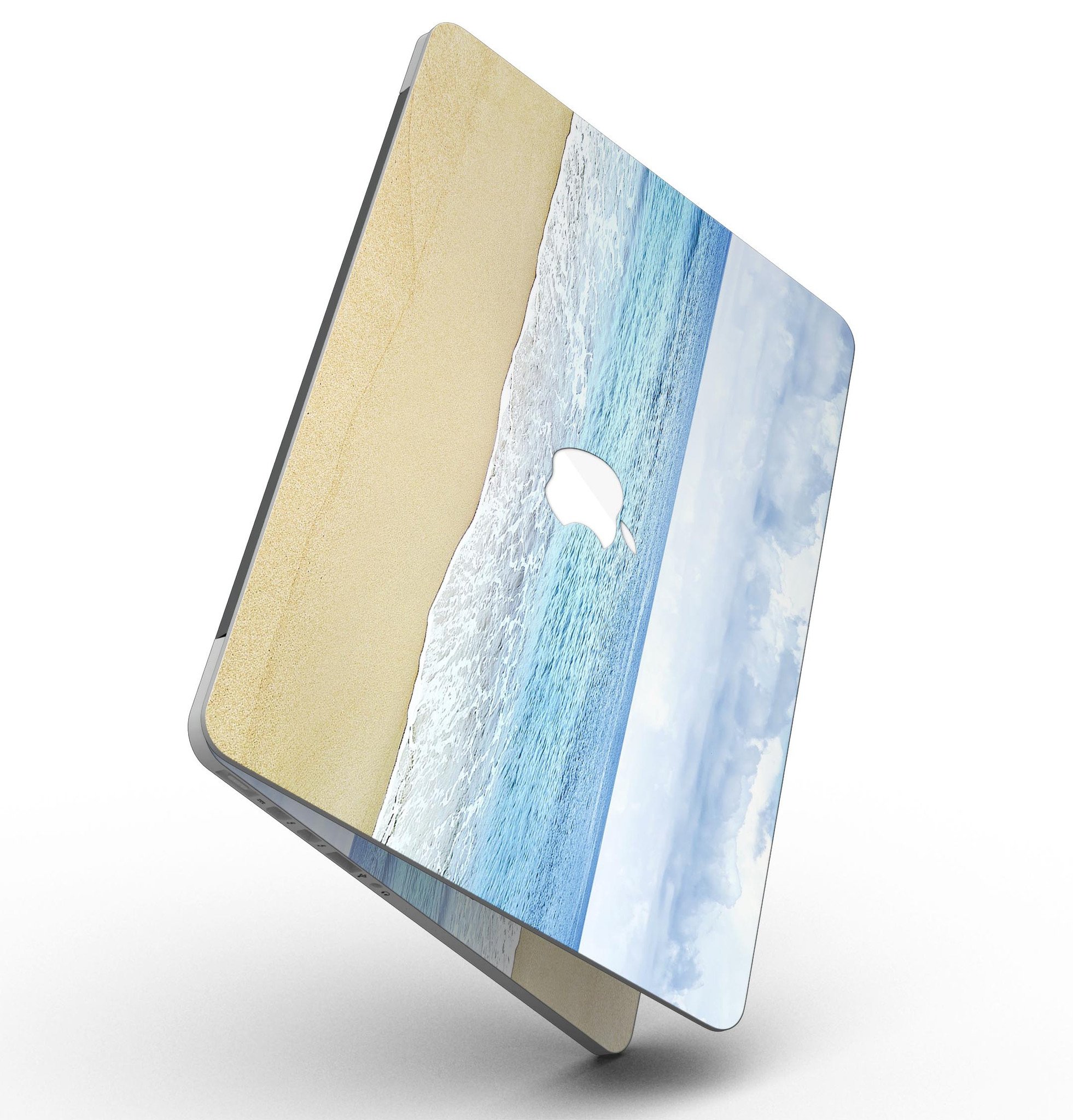 Calm Blue Sky and Sea Shore design skin for MacBook Pro with Retina Display, showcasing vibrant colors and a sleek fit.