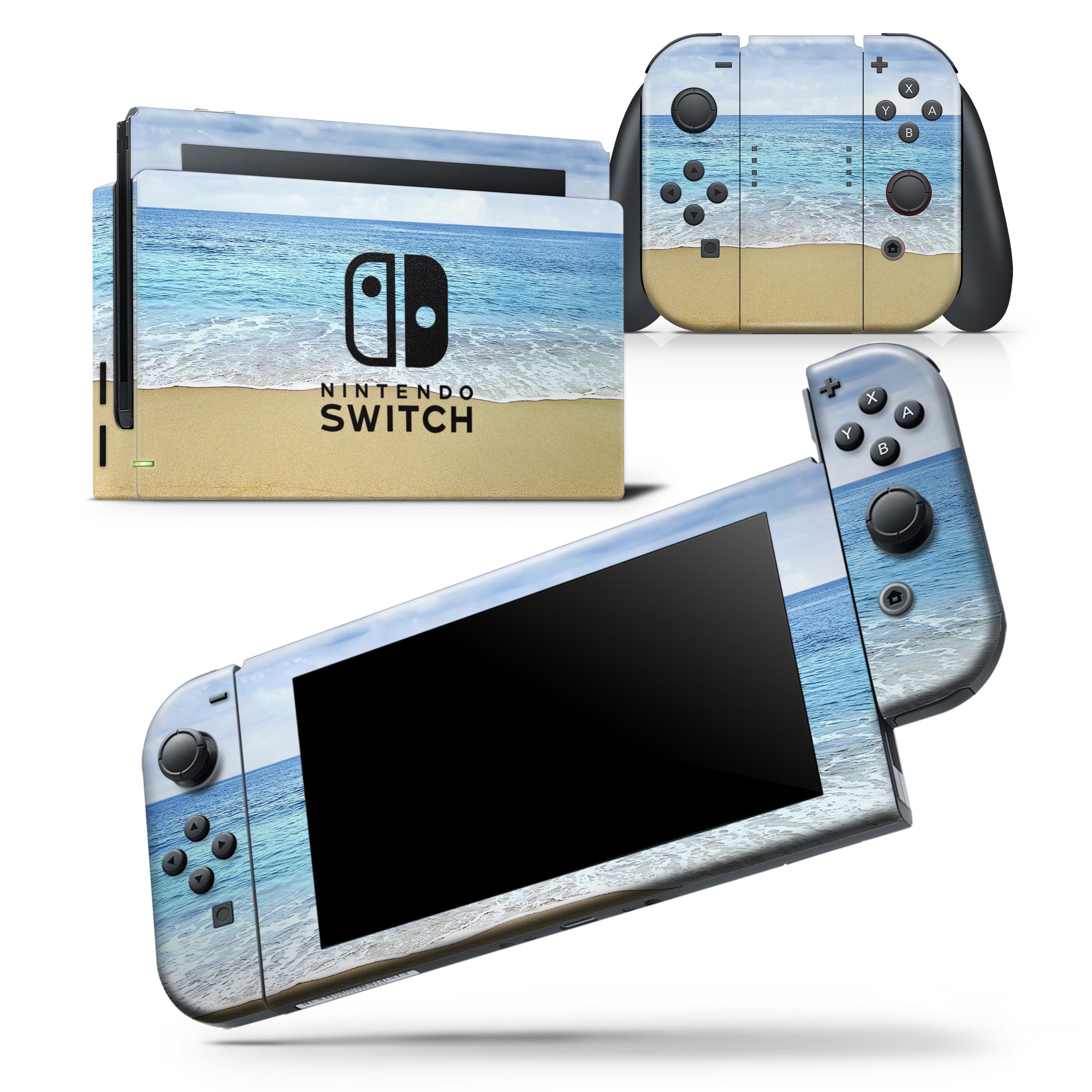 Calm Blue Sky and Sea Shore skin wrap decal for Nintendo Switch Lite, showcasing vibrant colors and a sleek design.