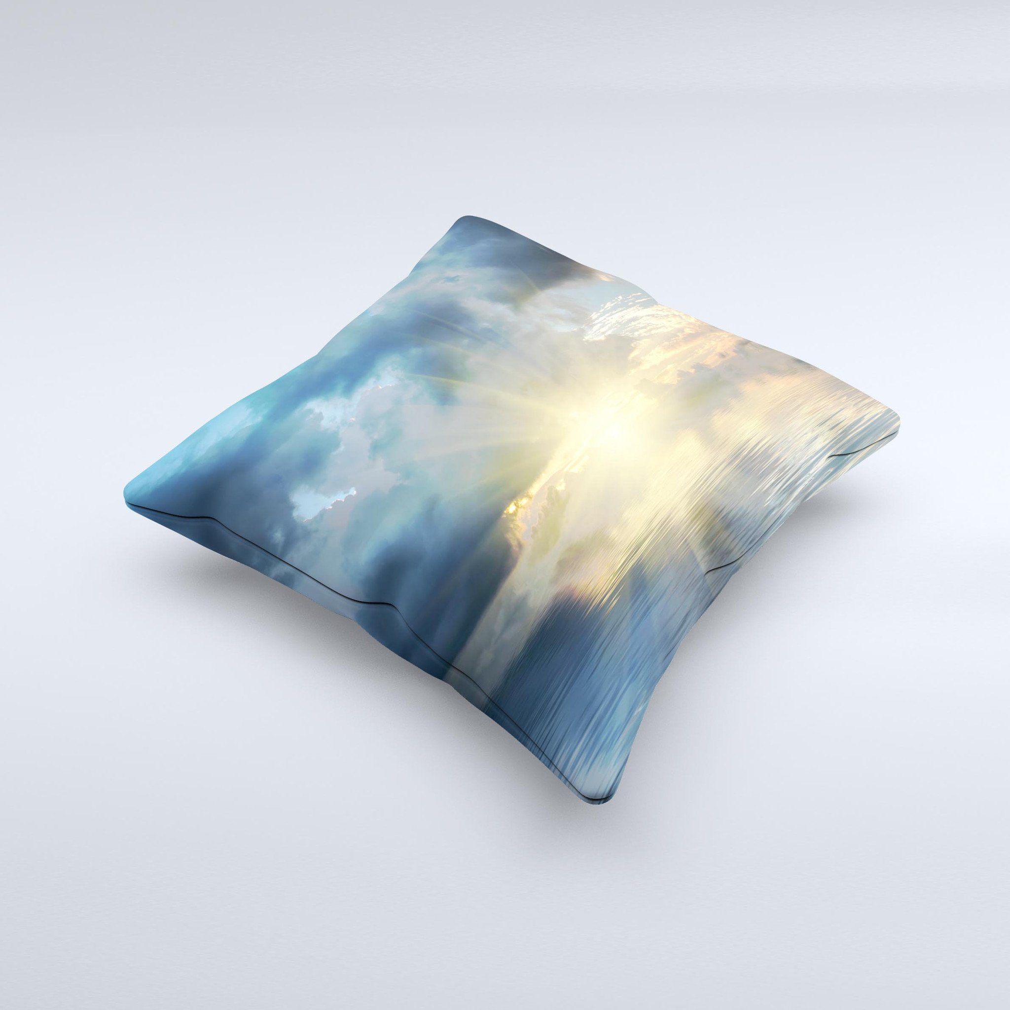 Calm Ocean Sunset Ink-Fuzed Decorative Throw Pillow showcasing vibrant sunset colors and intricate design, perfect for home decor.