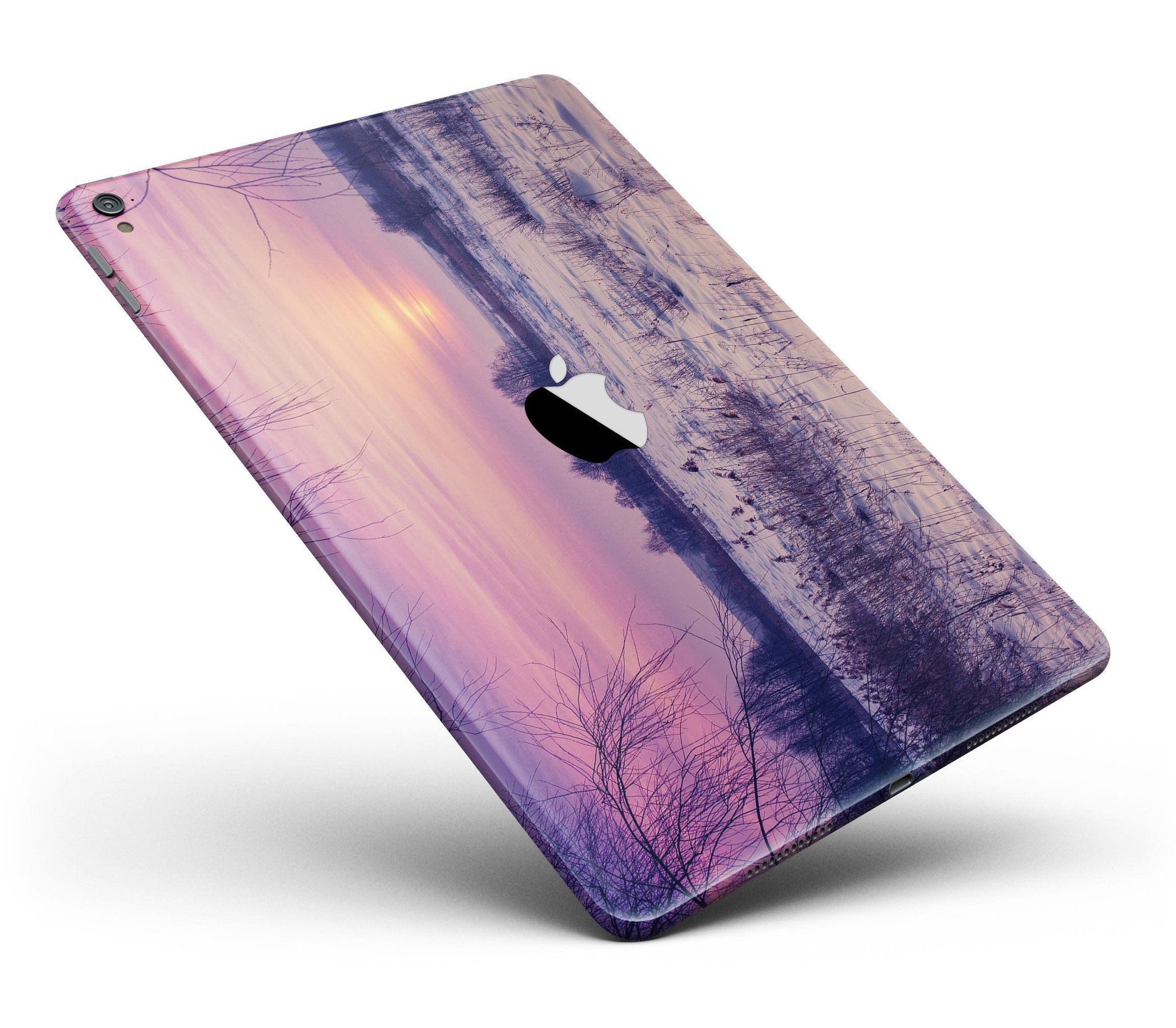 Calm Snowy Sunset Full Body Skin for iPad Pro, showcasing a beautiful snowy landscape design that adds style and protection.