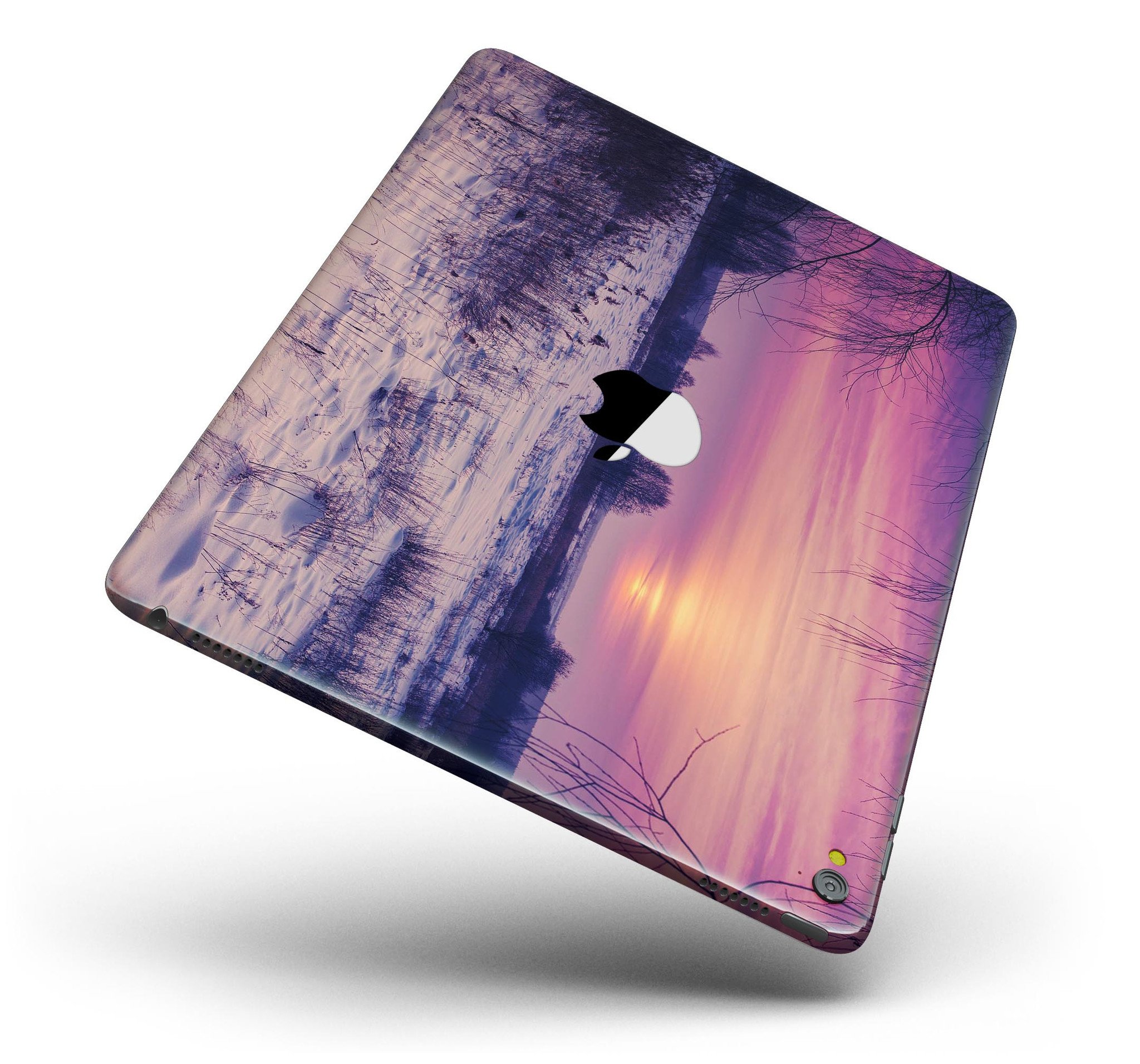 Calm Snowy Sunset Full Body Skin for iPad Pro, showcasing a beautiful snowy landscape design that adds style and protection.