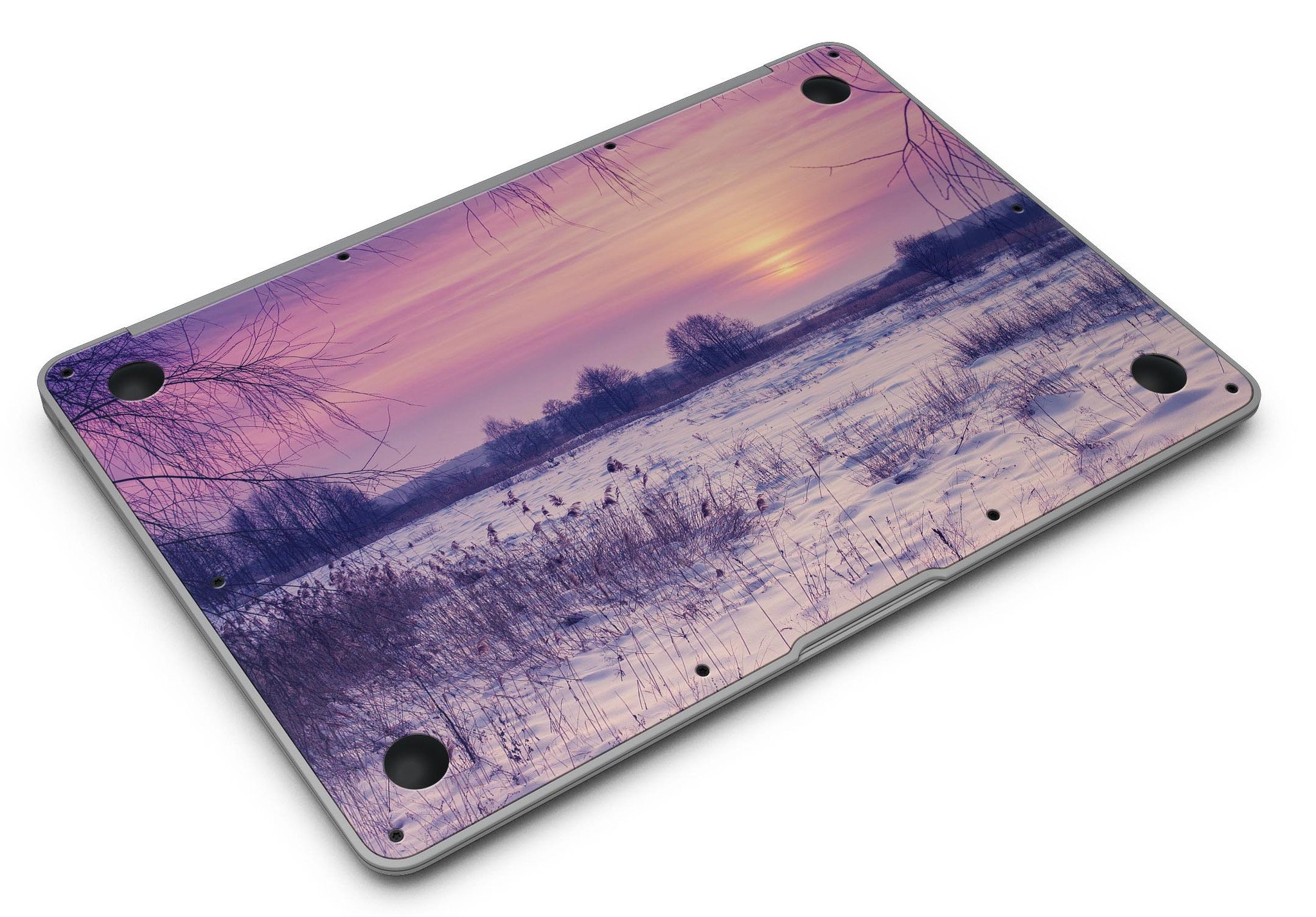 Calm Snowy Sunset MacBook Air Skin Kit showcasing a serene design with soft hues, protecting the device from scratches.