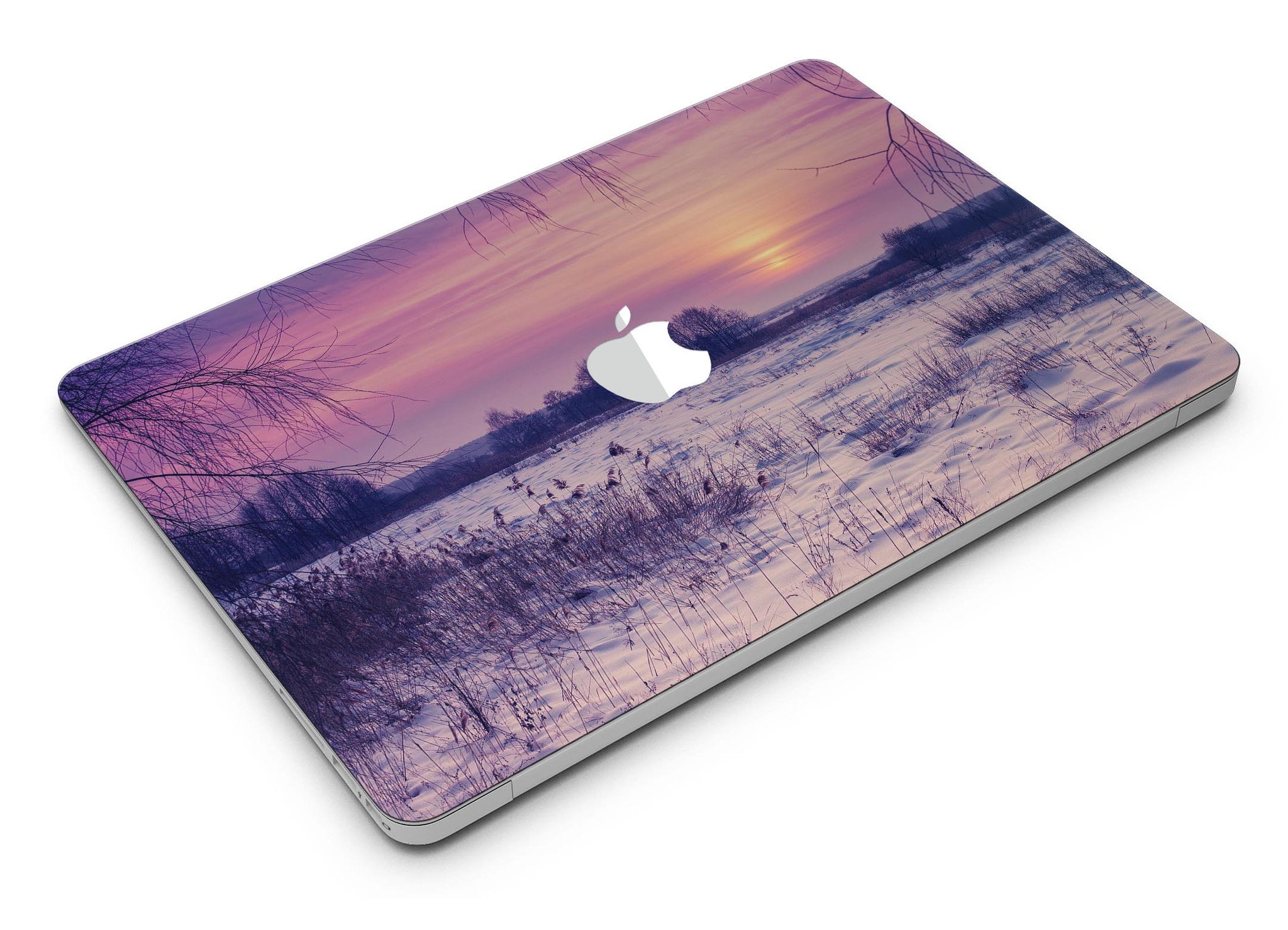 Calm Snowy Sunset MacBook Air Skin Kit showcasing a serene design with soft hues, protecting the device from scratches.