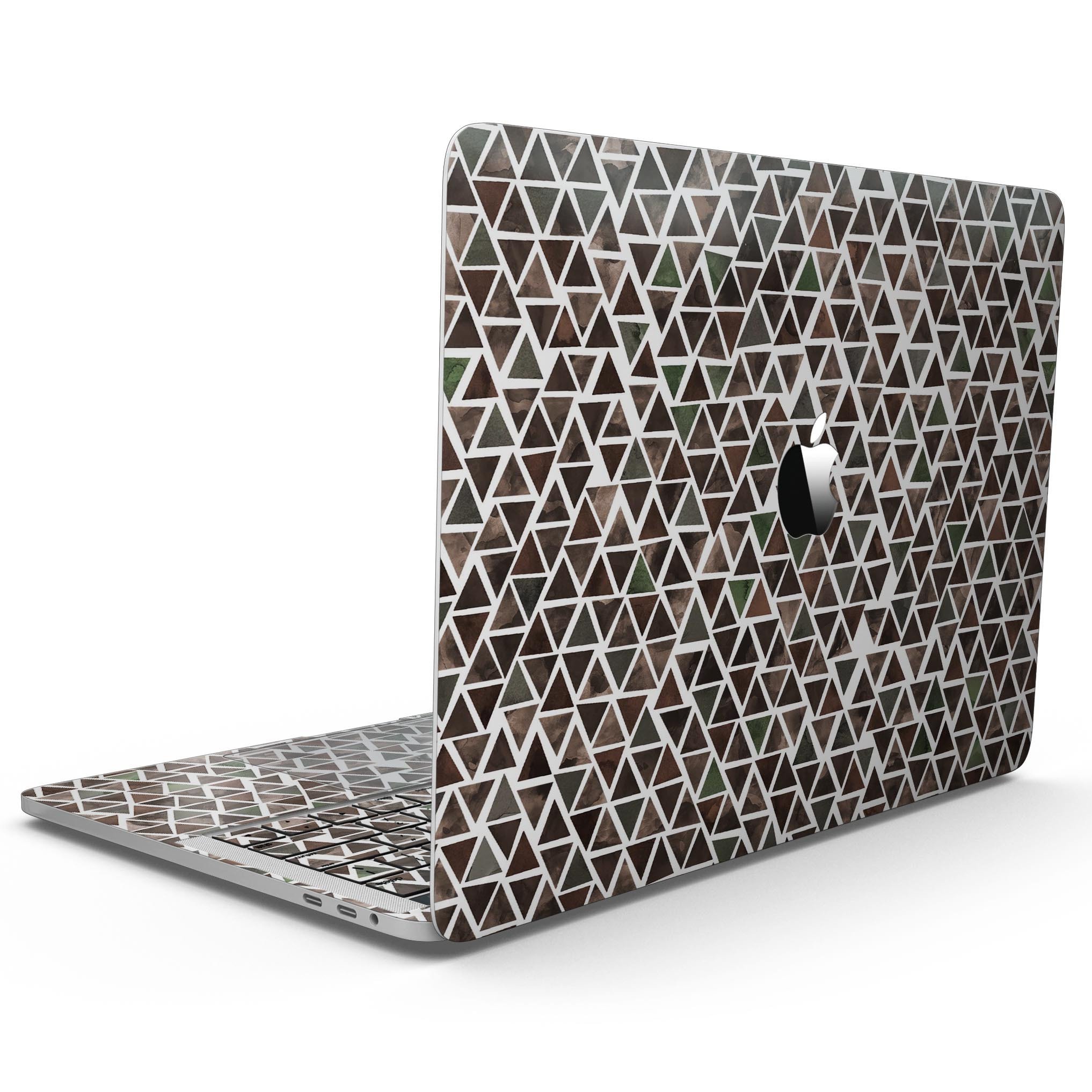 Camo Watercolor Triangle Pattern skin for 13" MacBook Pro without Touch Bar, showcasing vibrant colors and unique design.