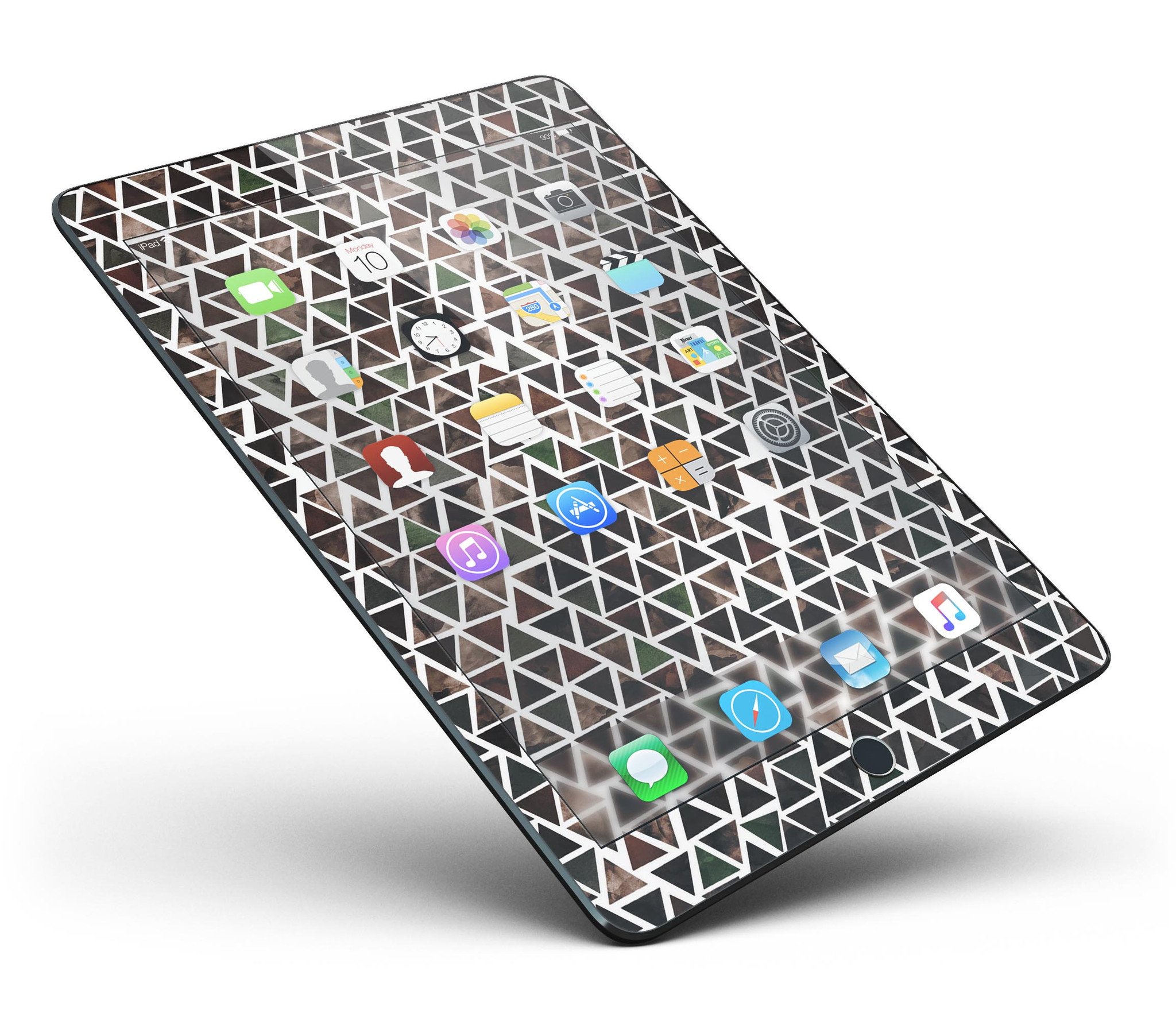 Camo Watercolor Triangle Pattern Full Body Skin for iPad Pro, showcasing vibrant colors and a sleek design.