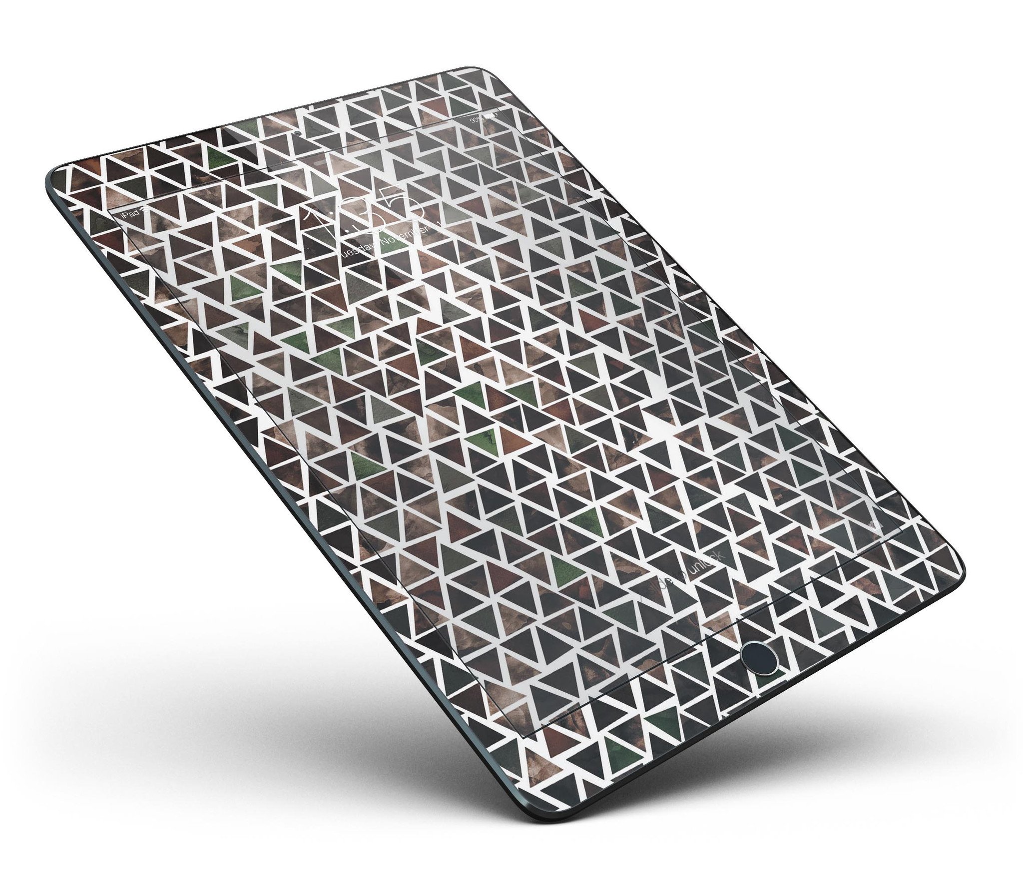 Camo Watercolor Triangle Pattern Full Body Skin for iPad Pro, showcasing vibrant colors and a sleek design.