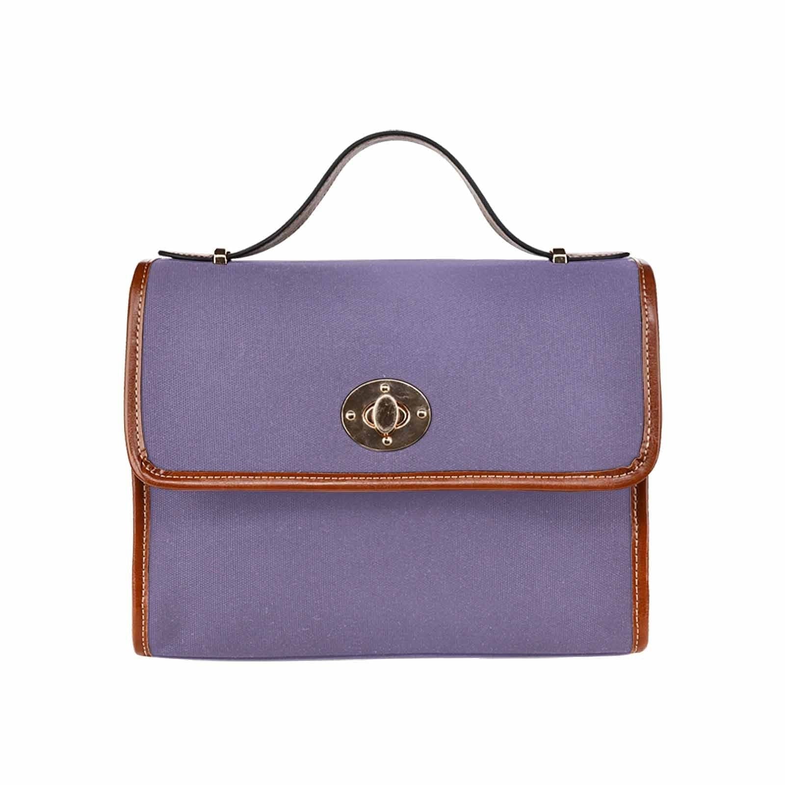 Purple Haze Canvas Bag with brown strap, showcasing its waterproof material and stylish design.